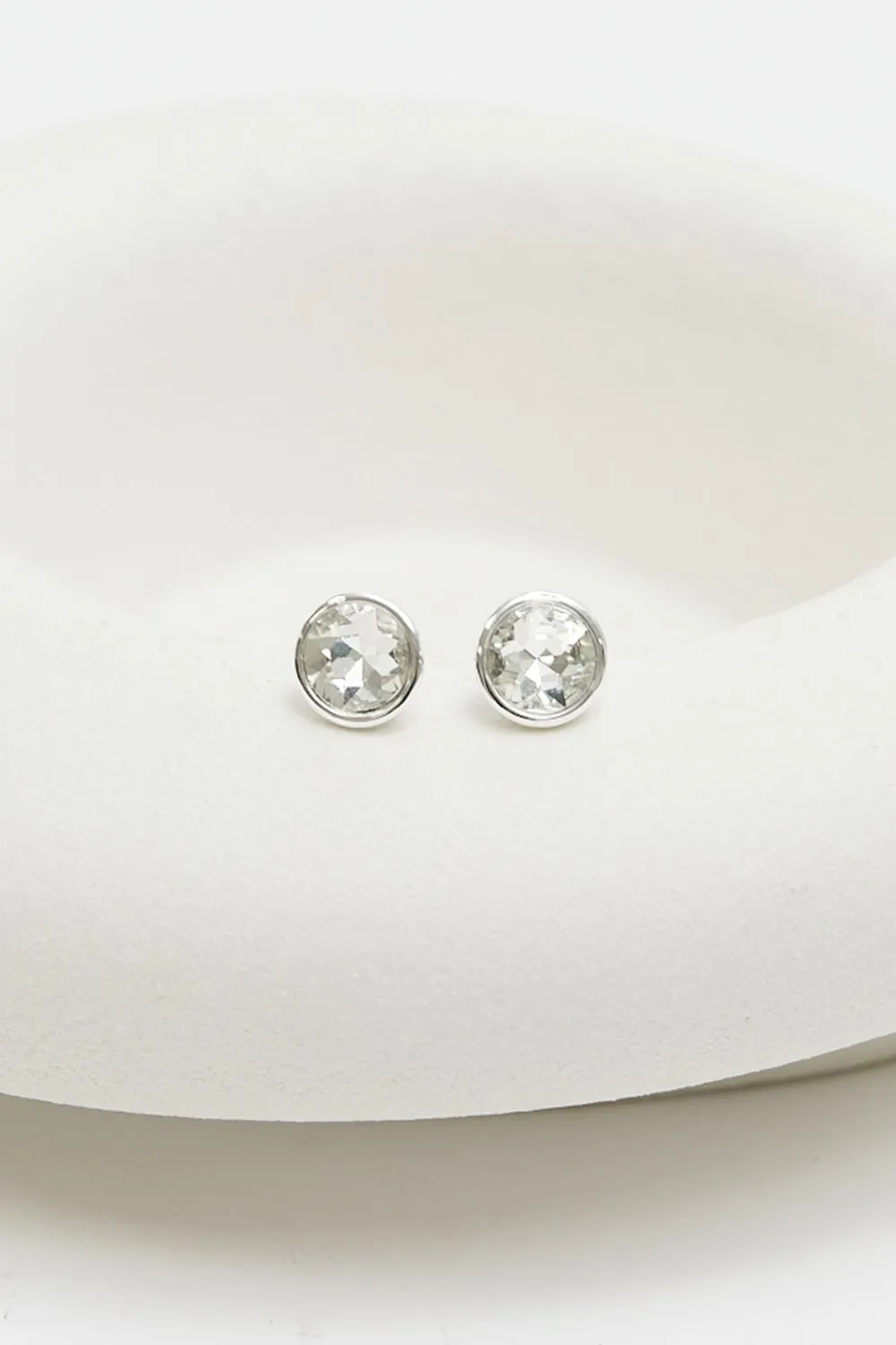 Silver Plated And Crystal Stud Earrings