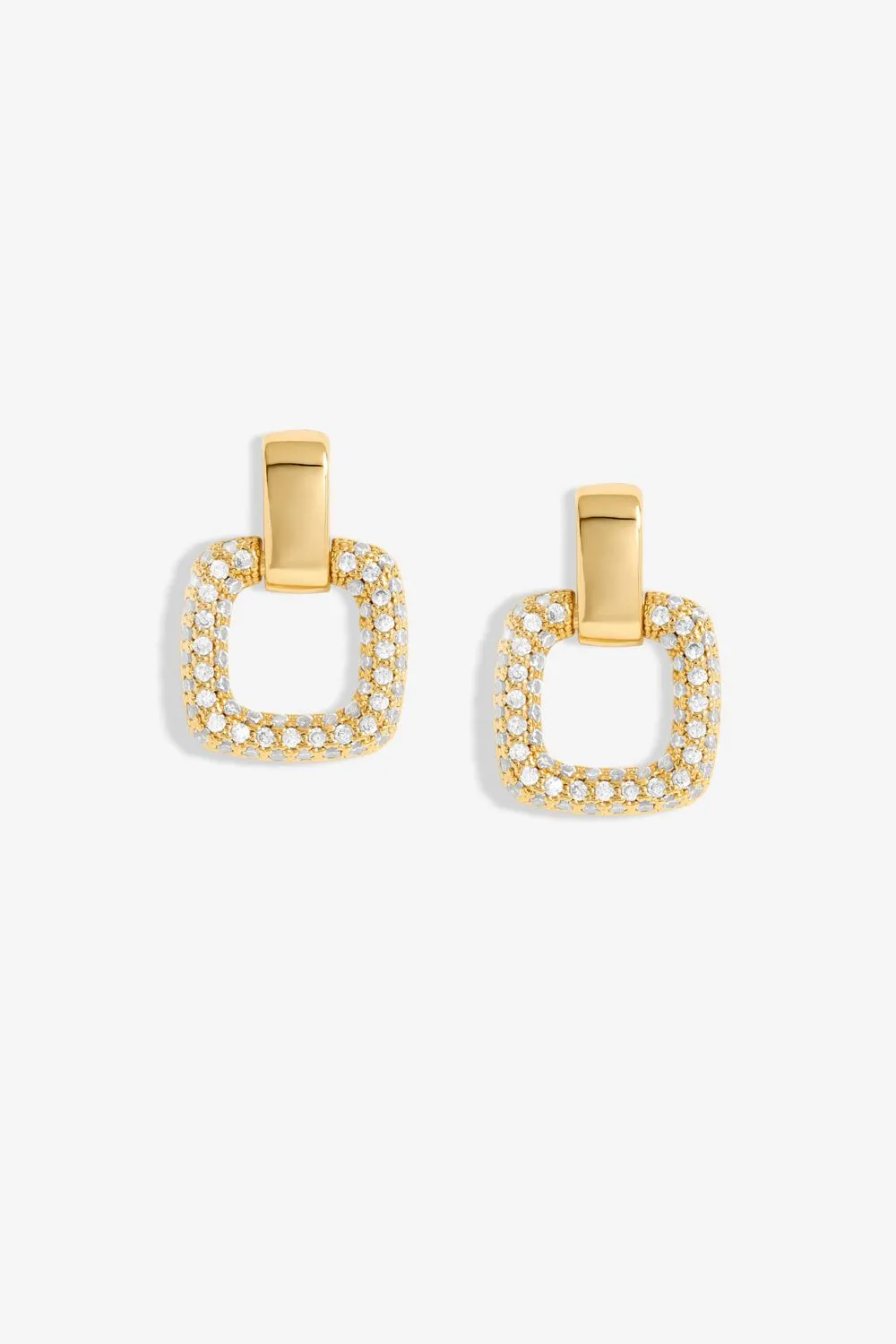 Gold Plated Micro Pave Door Knocker Earrings