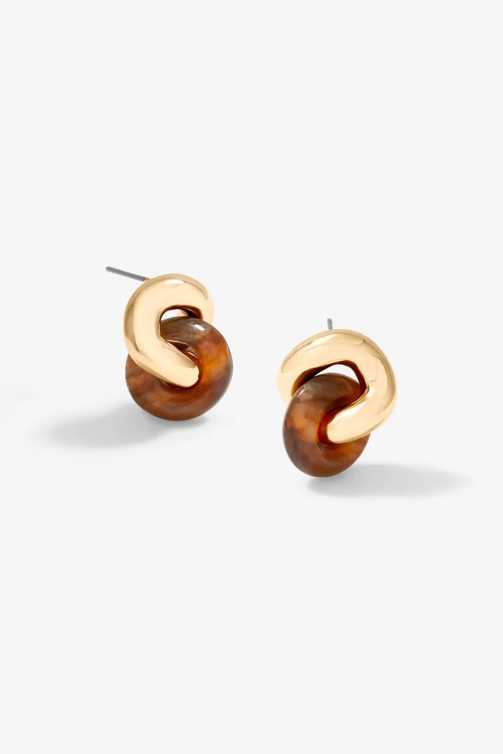 Gold Plated Polished And Resin Knot Stud Earrings