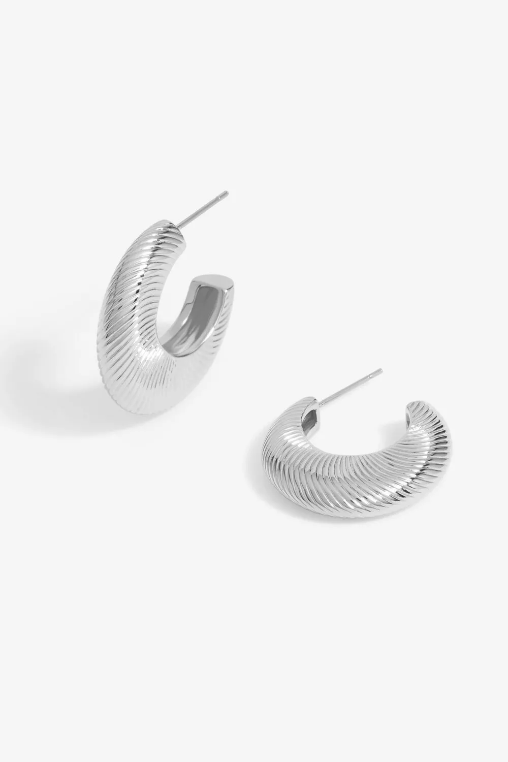 Silver Plated Diamond Cut Hoop Earrings