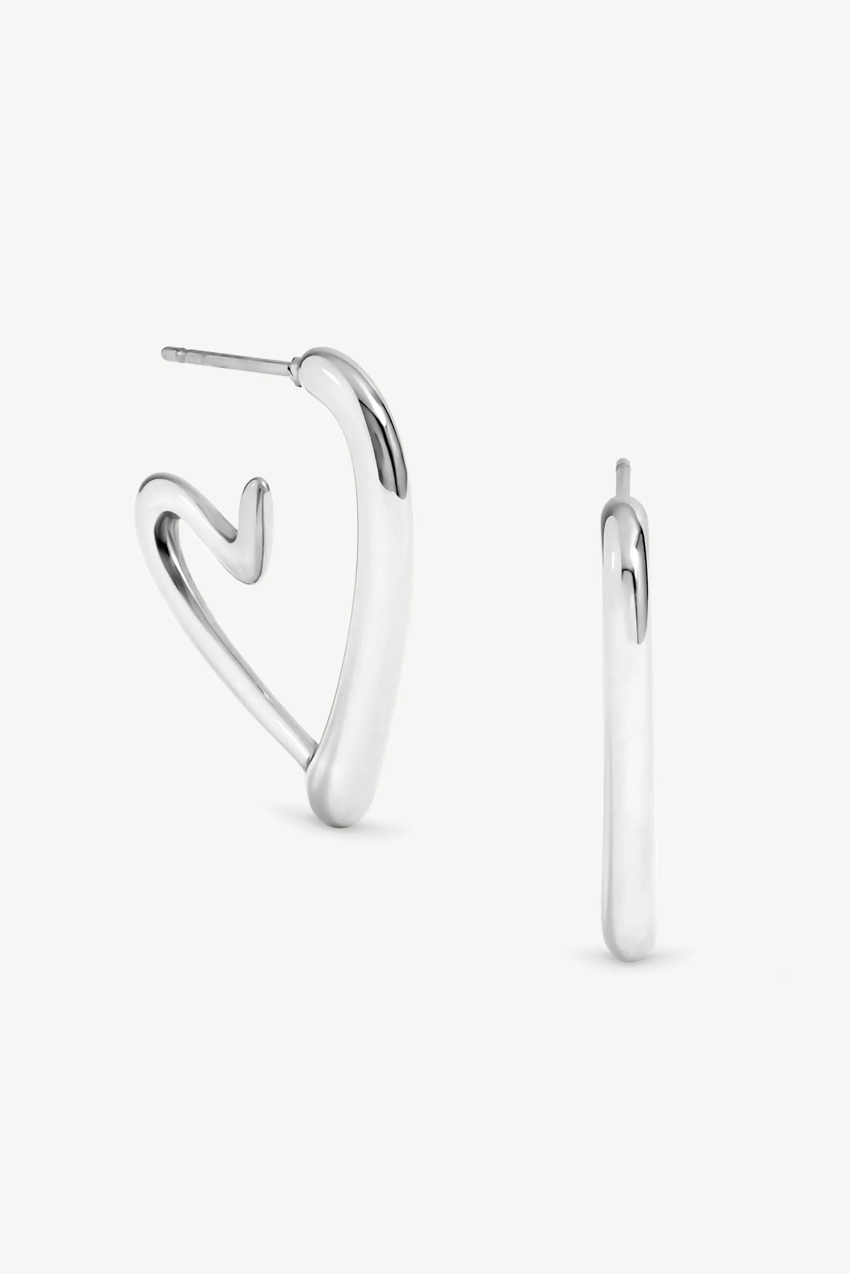 Waterproof Silver Plated Heart Hoop Earrings