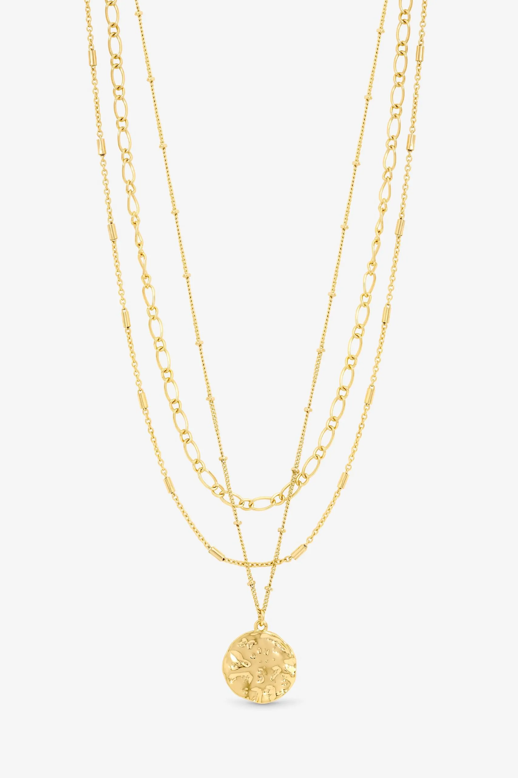 Gold Molten Coin Multirow Pendant