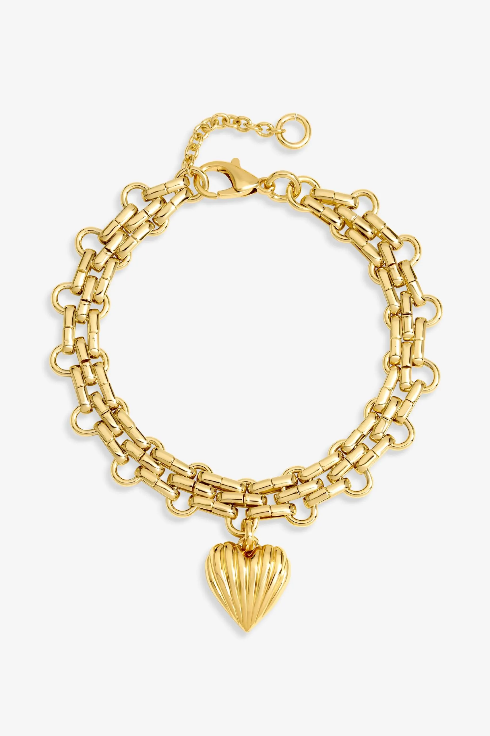 Gold Ridged Heart Bracelet