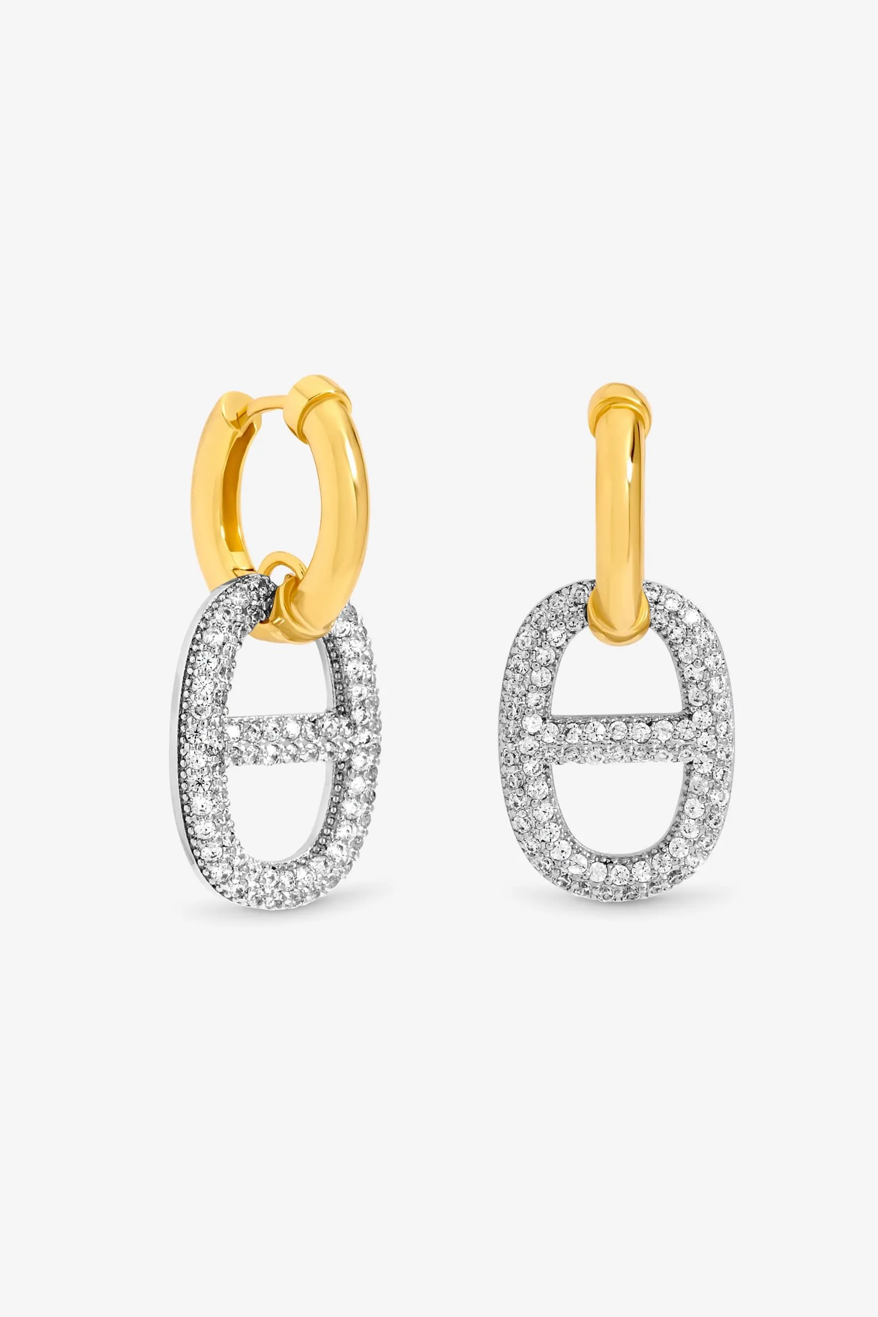 18K Gold Plated and Crystal Link Drop Earrings