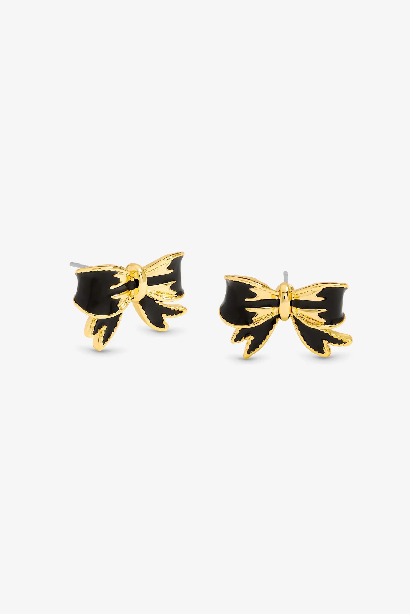 Gold Plated and Jet Bow Earrings