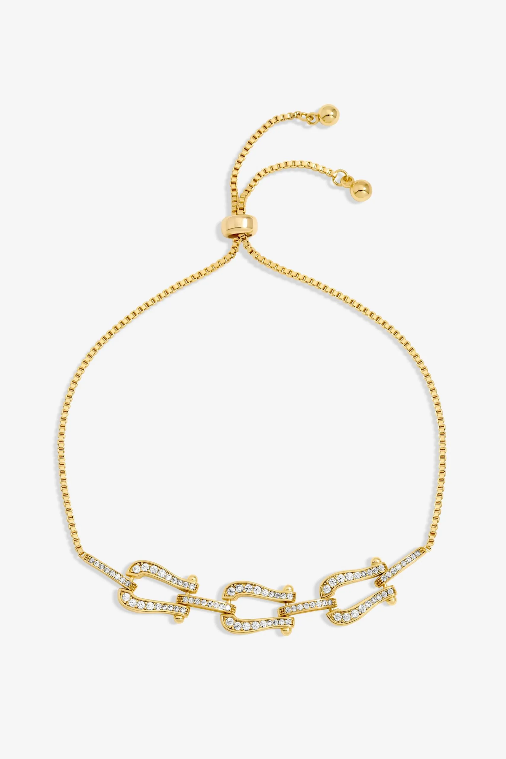 14K Gold Plated and Pave Link  Toggle Bracelet