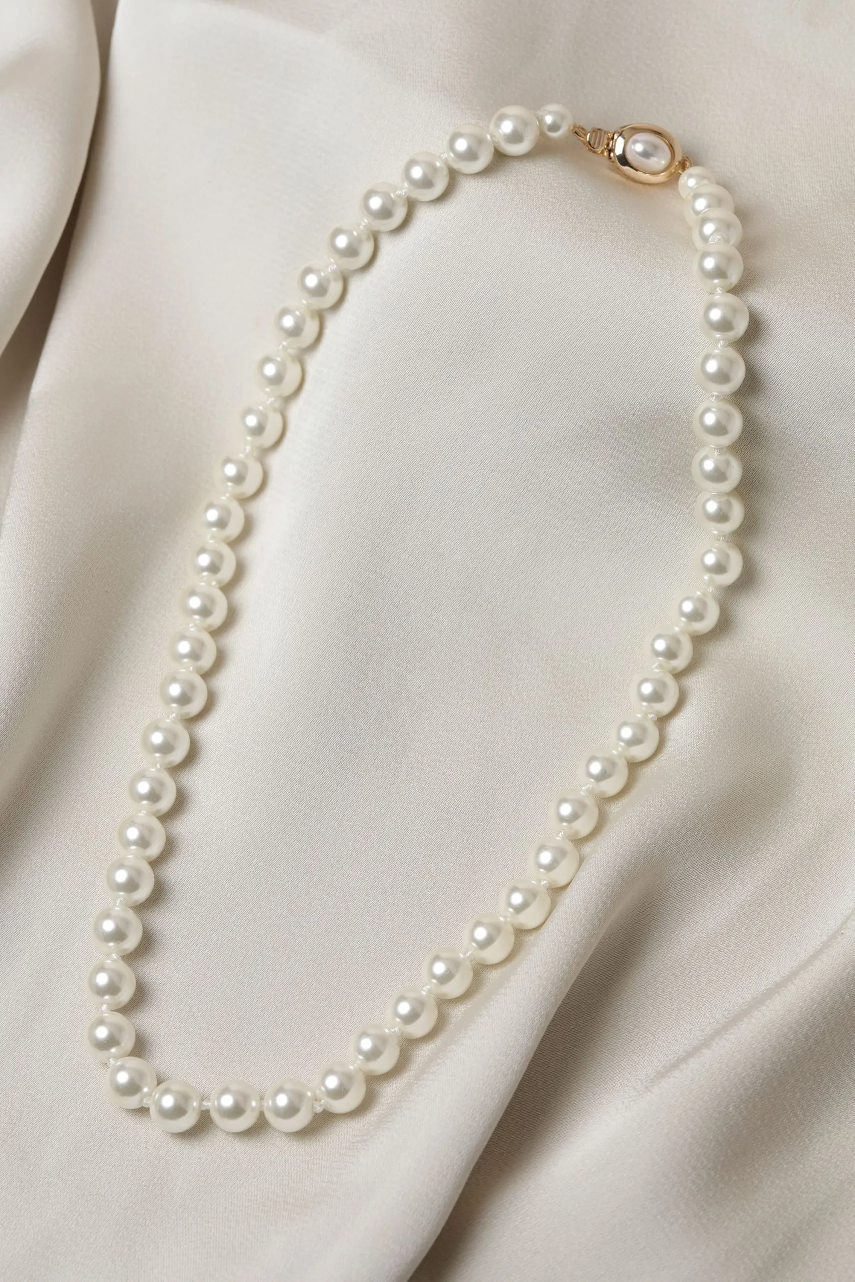 Gold Plated Single Row Pearl Necklace