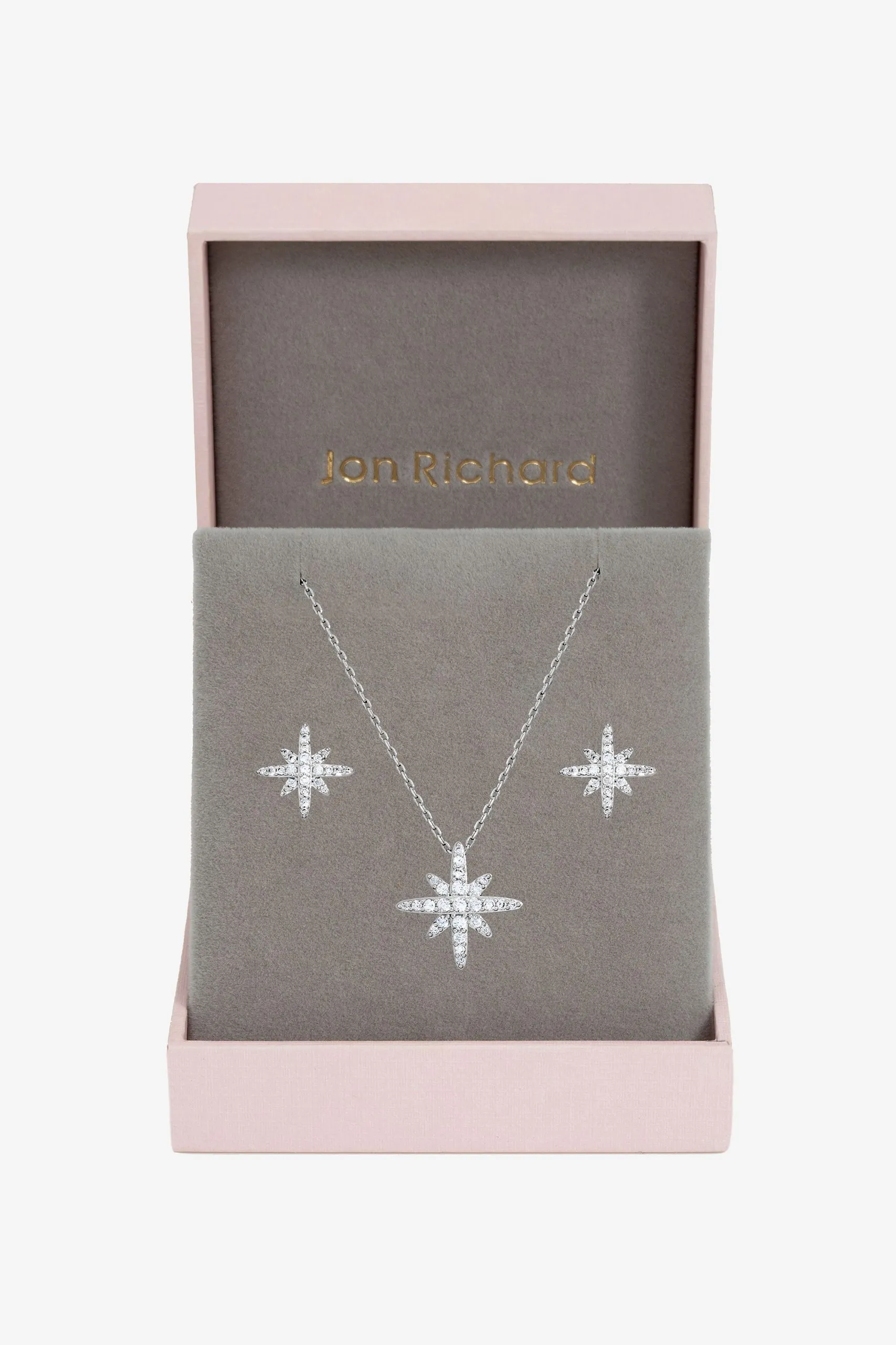 Rhodium Plated and Pave Star Set - Gift Box