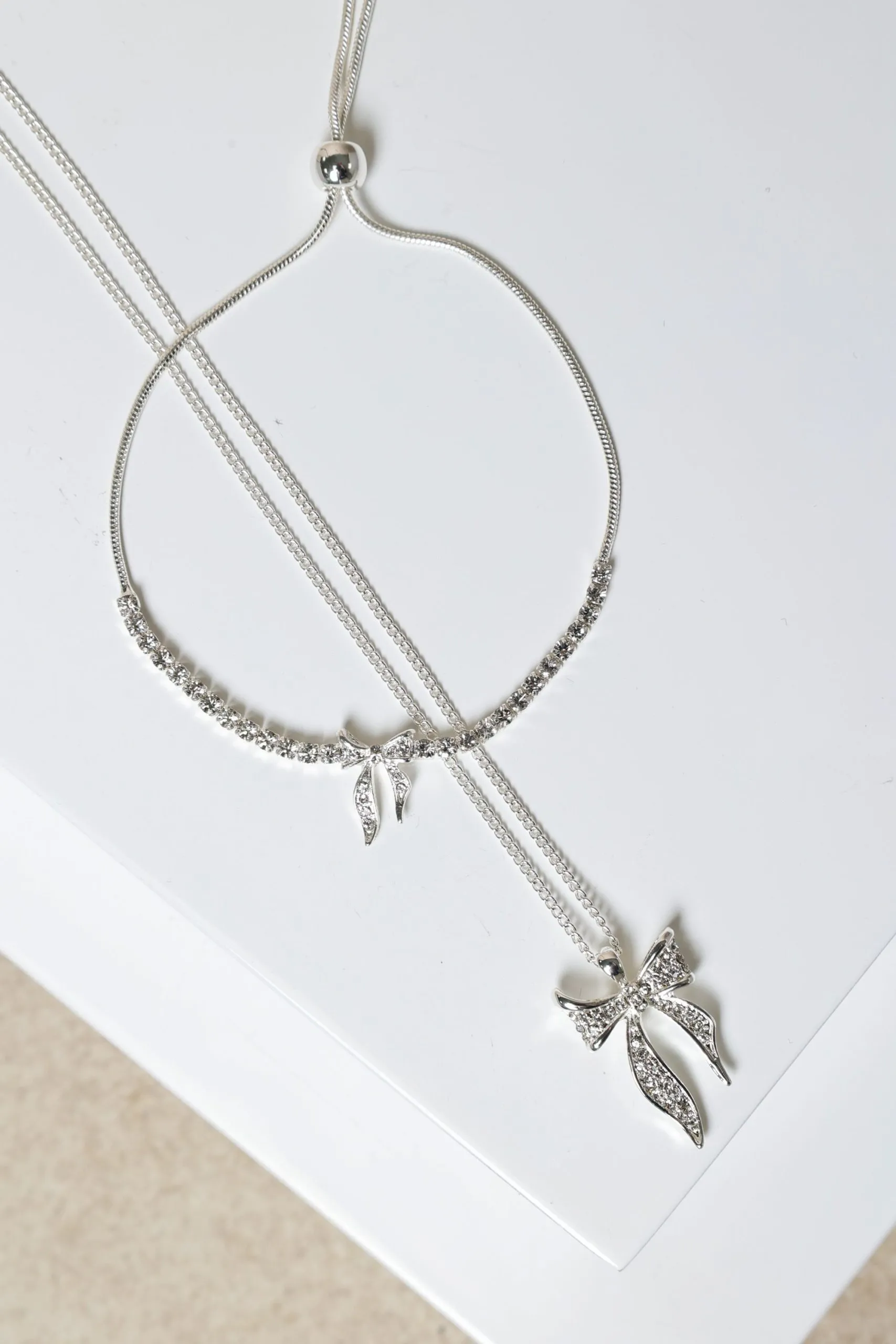 Silver Plated and Pave Bow Trio Set - Gift Box