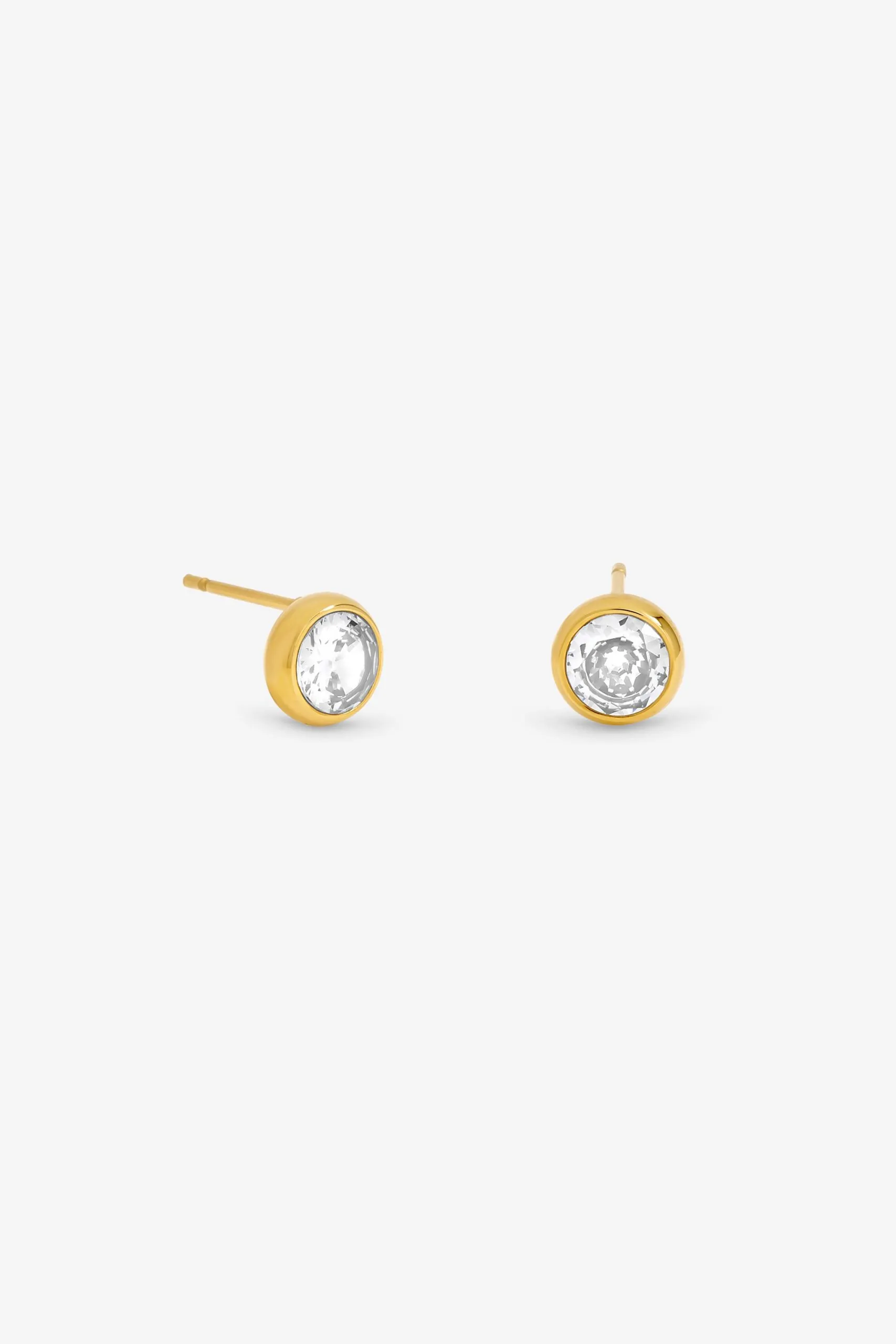 Waterproof Gold Plated Crystal Besel Stud Earrings