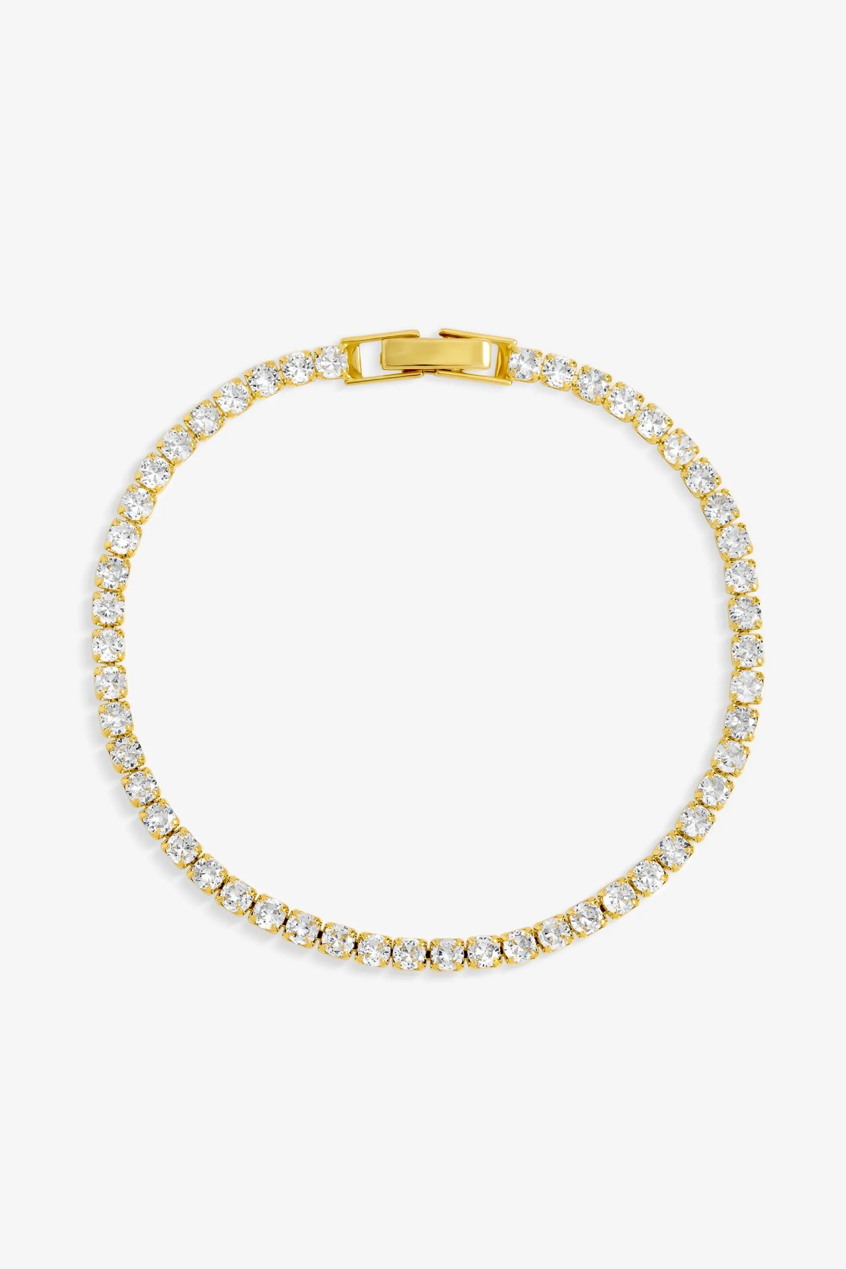 Gold Plated and Cubic Zirconia Round Tennis Bracelet
