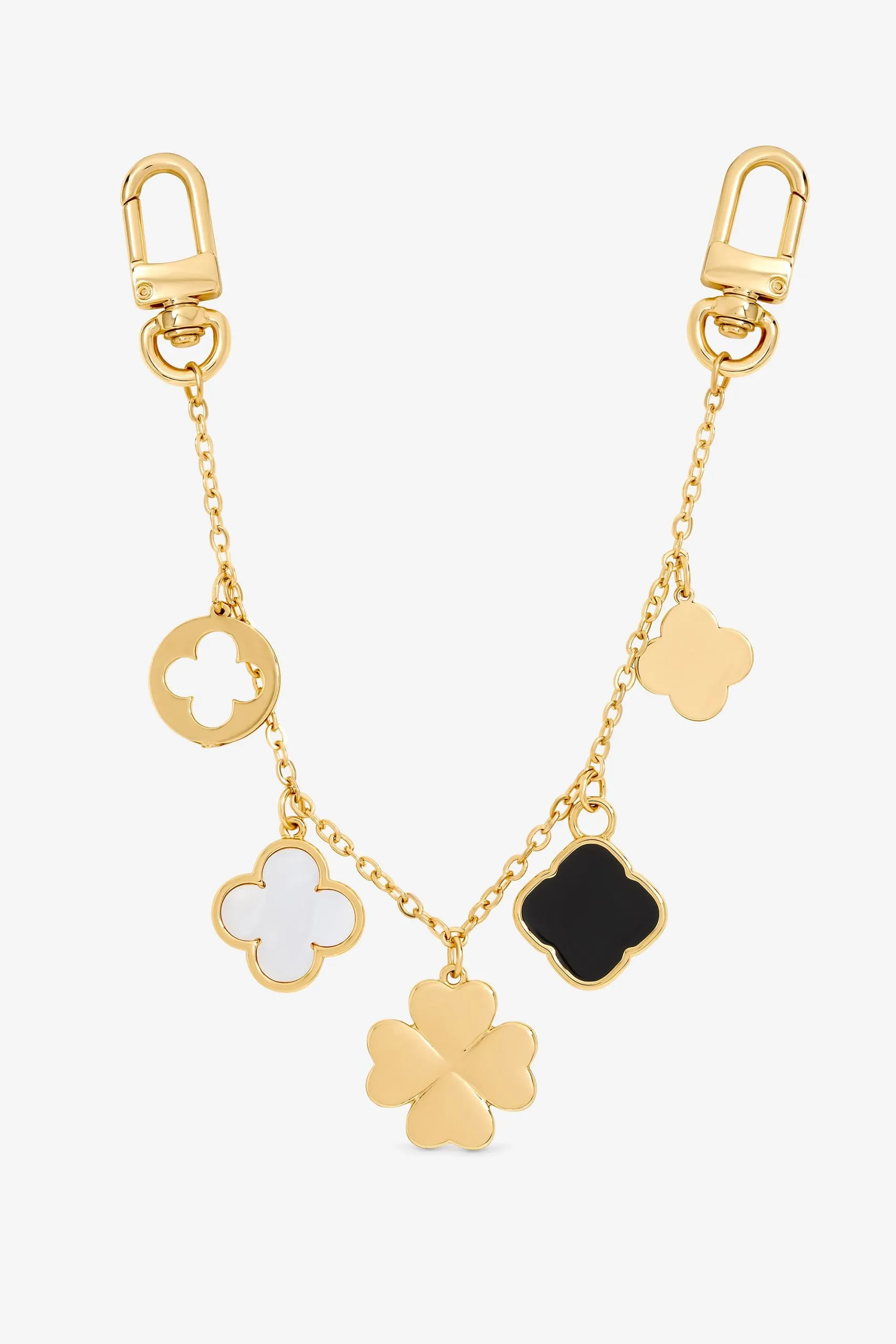 Gold Plated Clover Double Clip Bag Charm