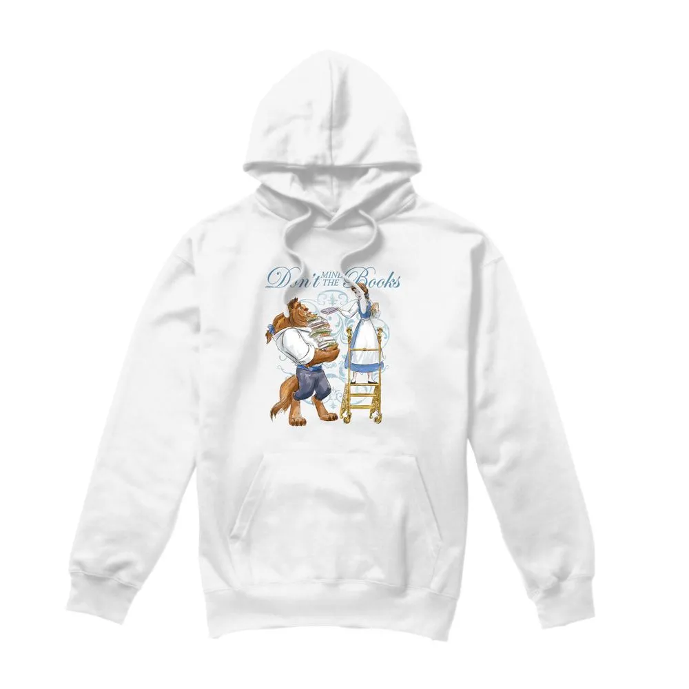 Beauty and the Beast Don't Mind the Books Mens Hoodie White