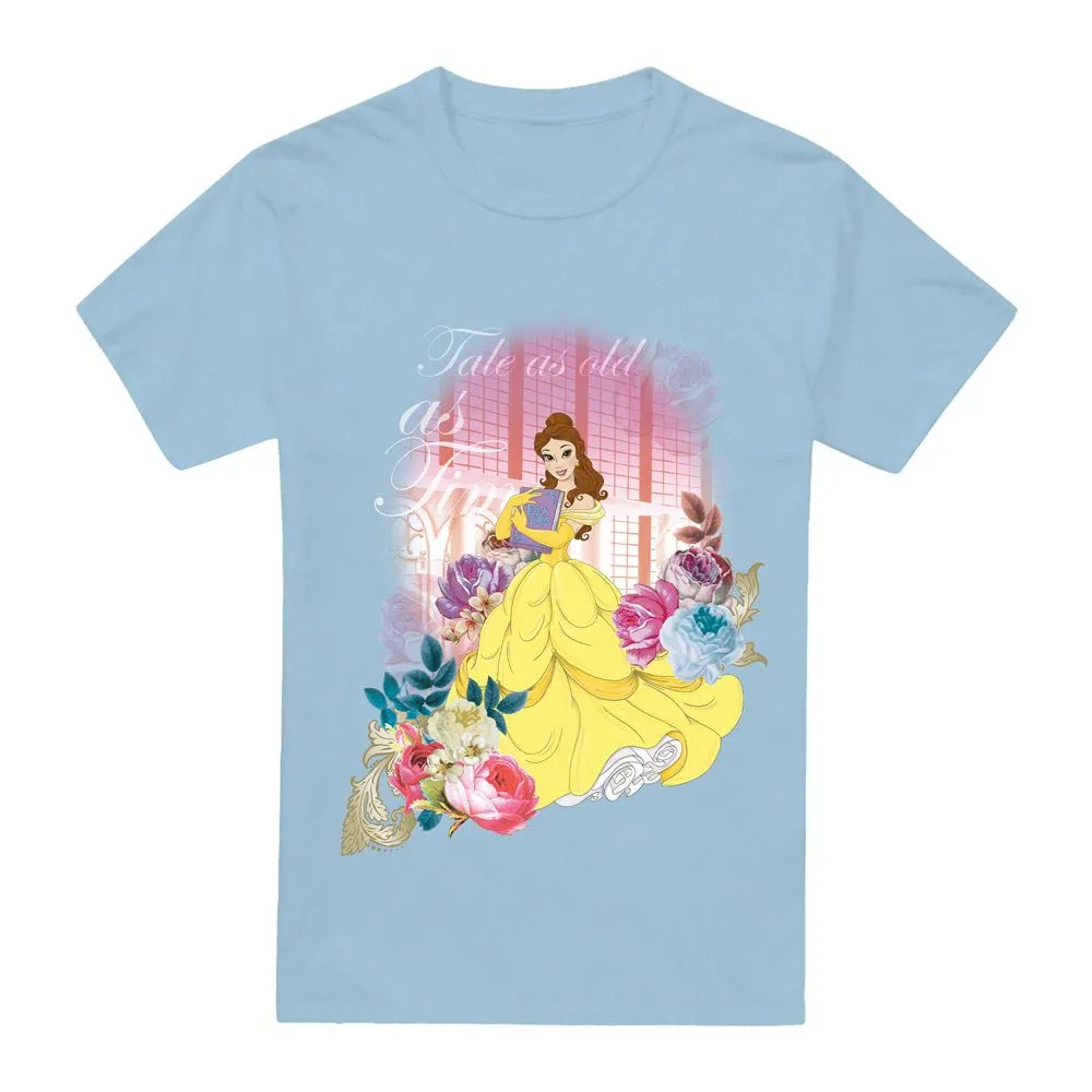 Beauty And The Beast Belle Flowers Window T-Shirt Light Blue