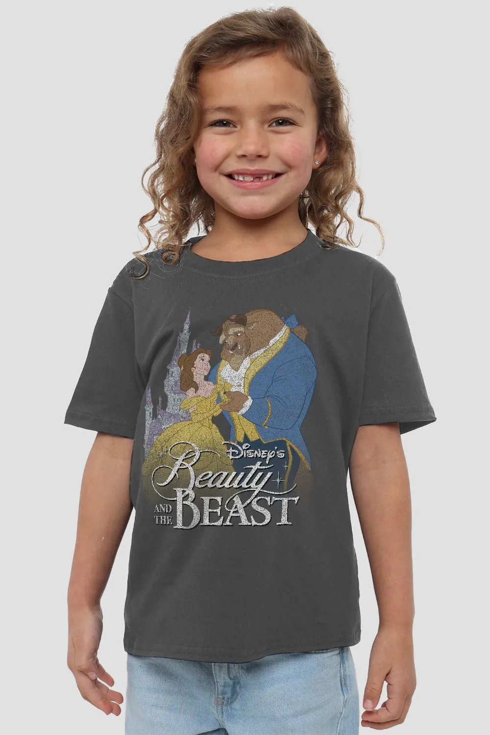 Beauty And The Beast Belle Beast Castle T-Shirt Charcoal