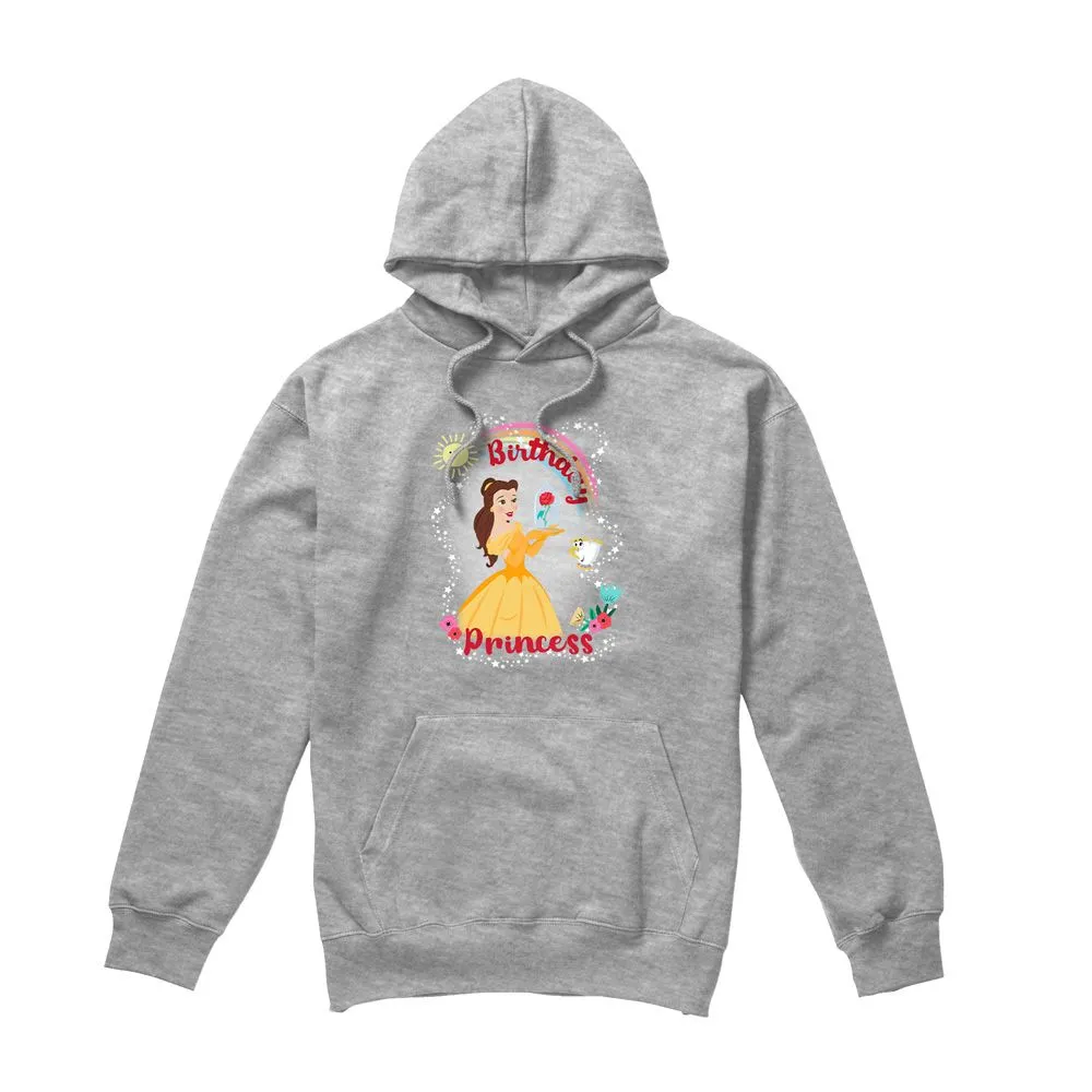 Beauty and the Beast Birthday Princess With Belle And Chip Mens Hoodie Light Grey