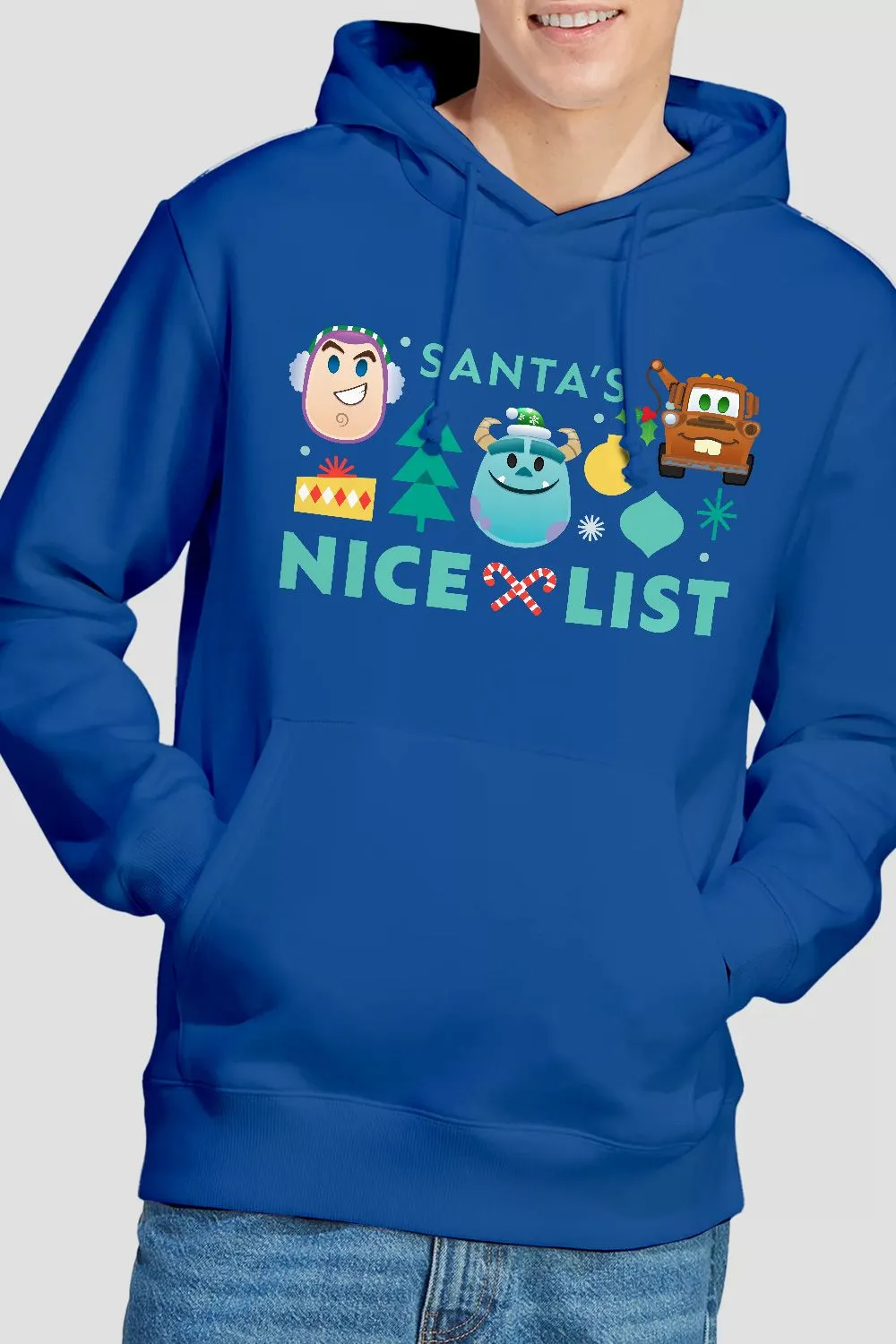 Toy Story Christmas Santa's List Buzz Lightyear, Sully, Mater Hoodie Royal