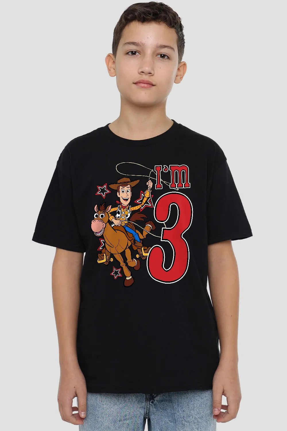 Toy Story Birthday Woody I'M 3  Kids T-Shirt Black