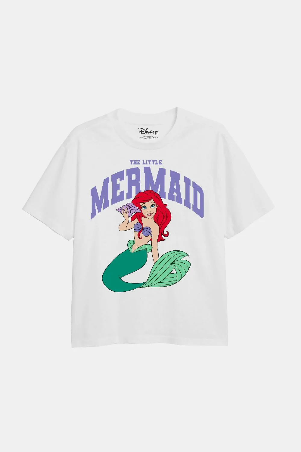 Little Mermaid Collegiate Girls T-Shirt White