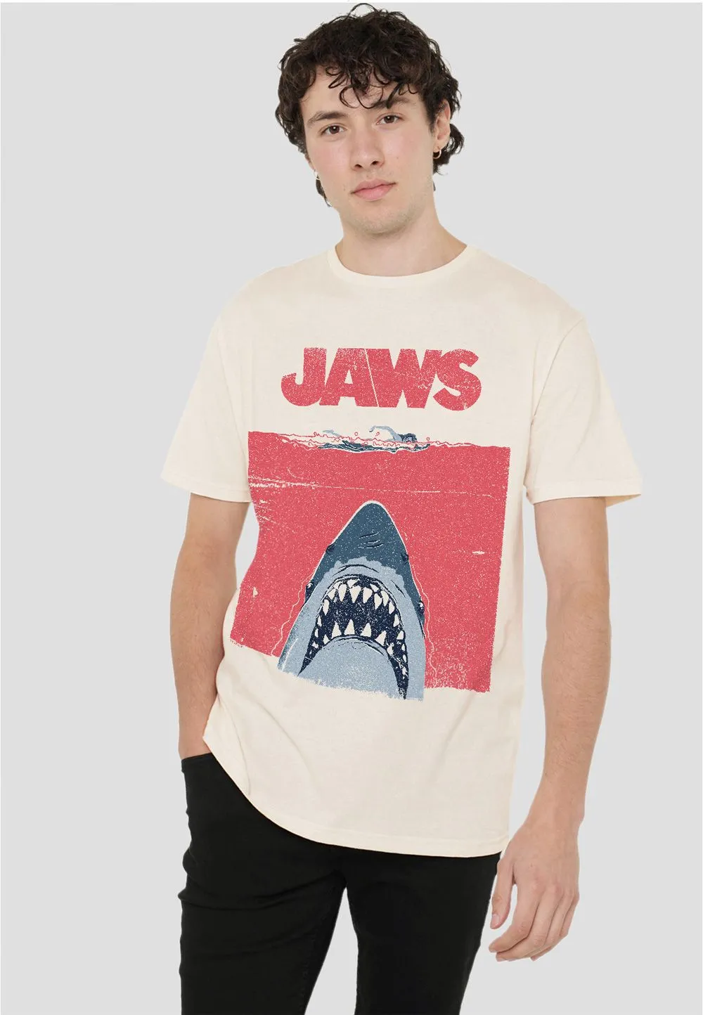 Jaws Zine Poster T Shirt, Natural