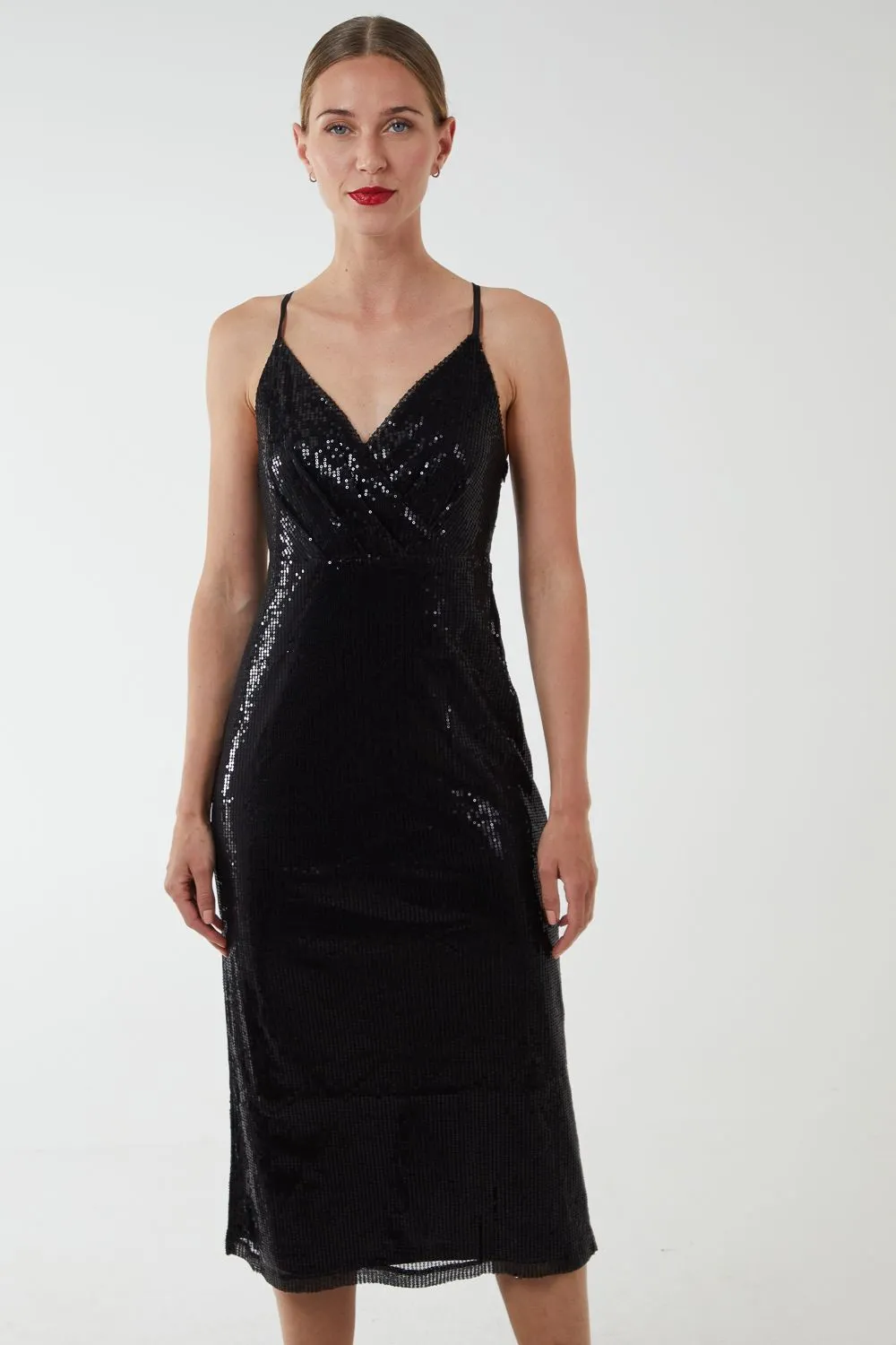 Wrap Front Cami Midi Dress