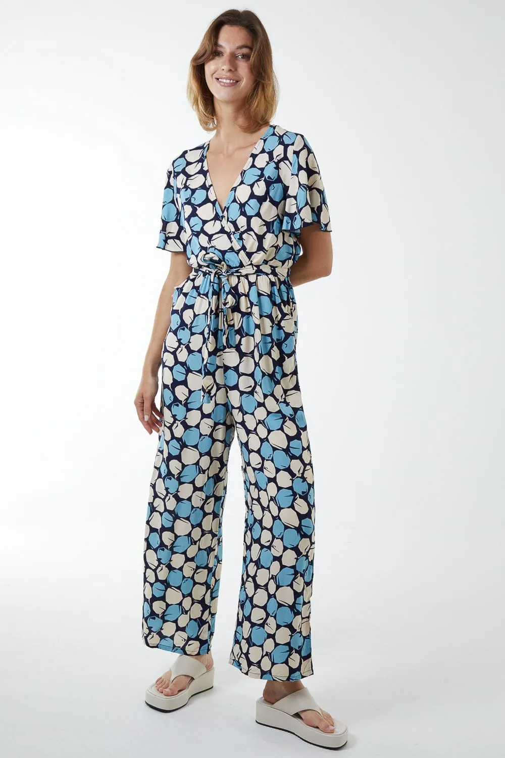 Abstract Honeycomb Cross Over Jumpsuit
