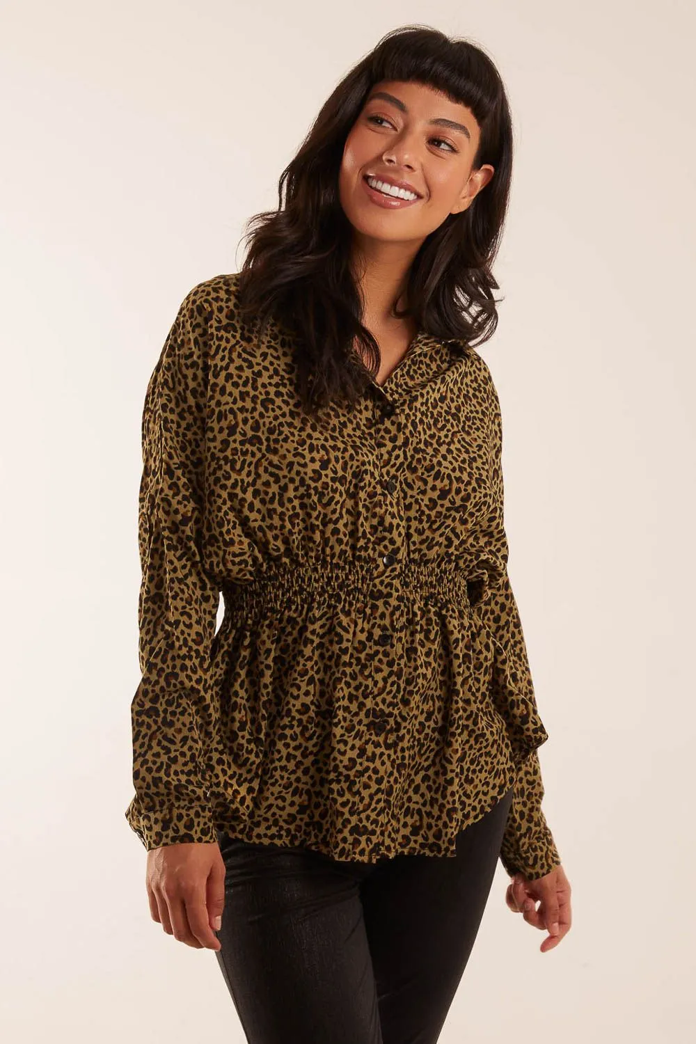 Shirred Batwing Shirt