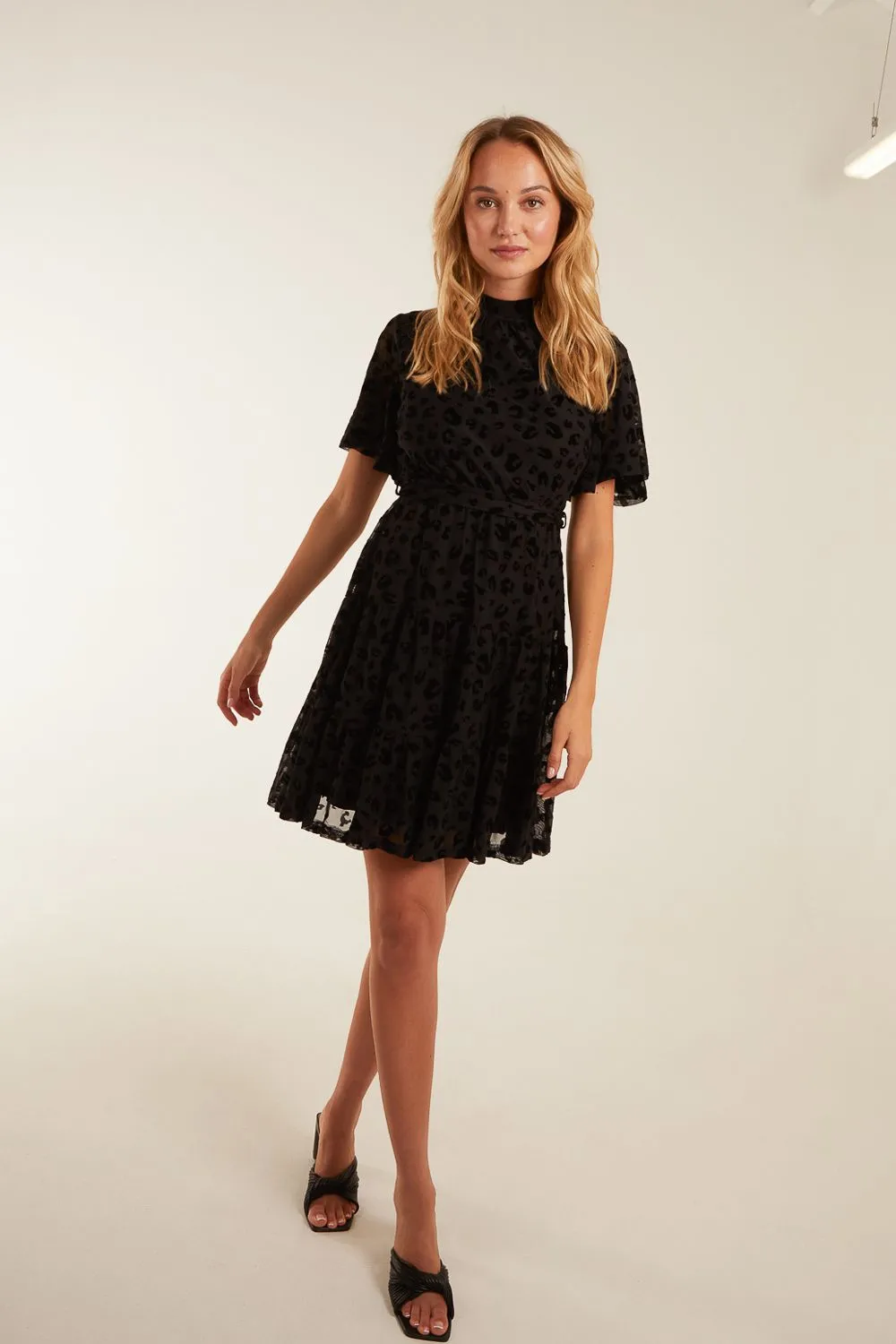 Angel Sleeve Velvet Burnout Dress