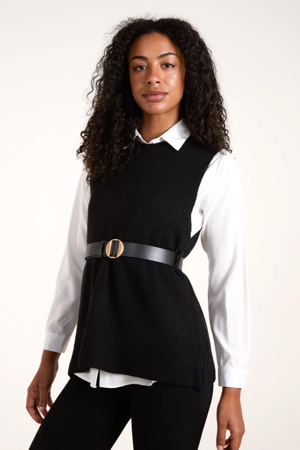 Ribbed Knit Vest Blouse