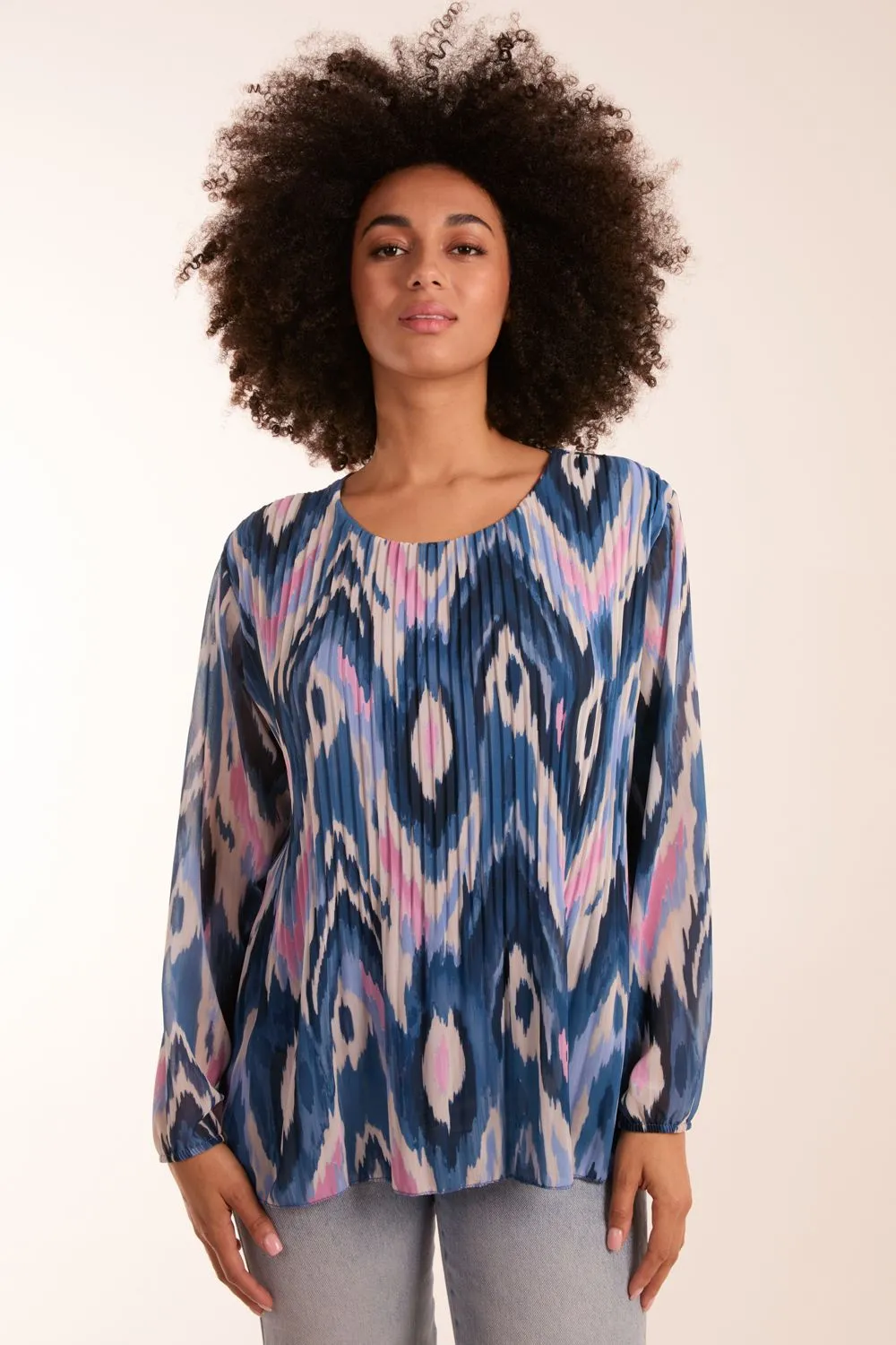 Pleated Print Top