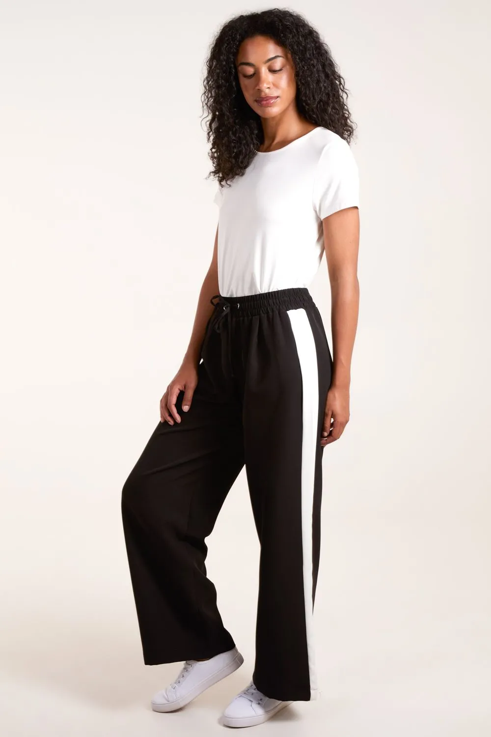 Side Stripe Elastic Waist Trousers