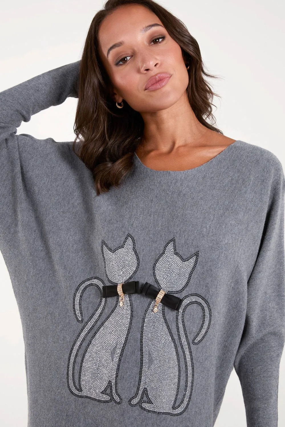 Embellished Cat Jumper
