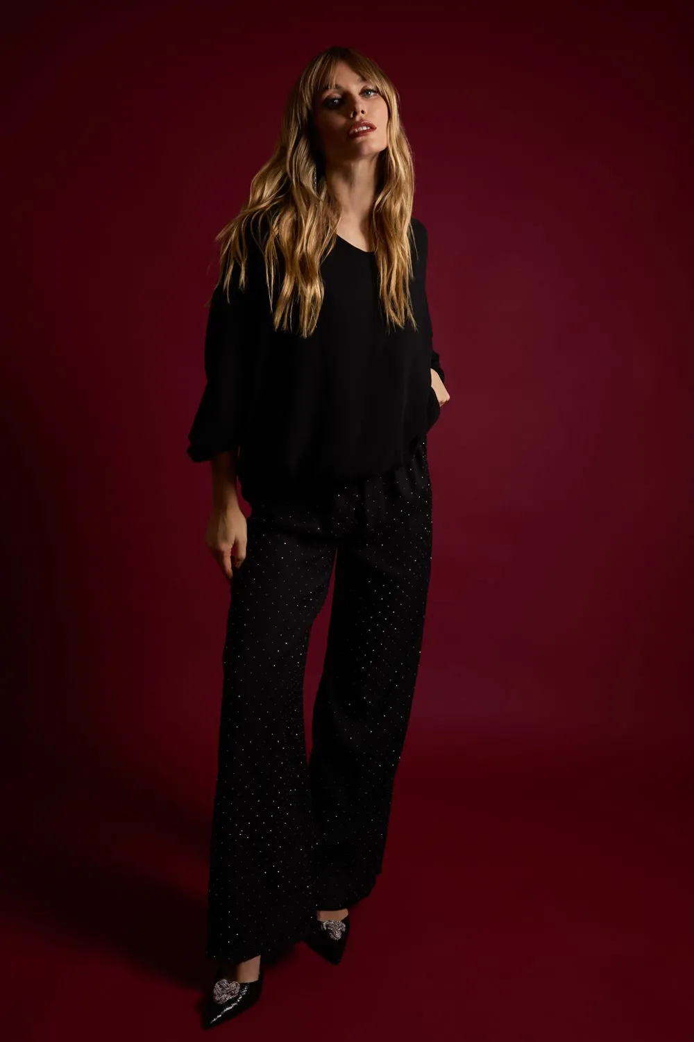 Studded High Waist Trousers