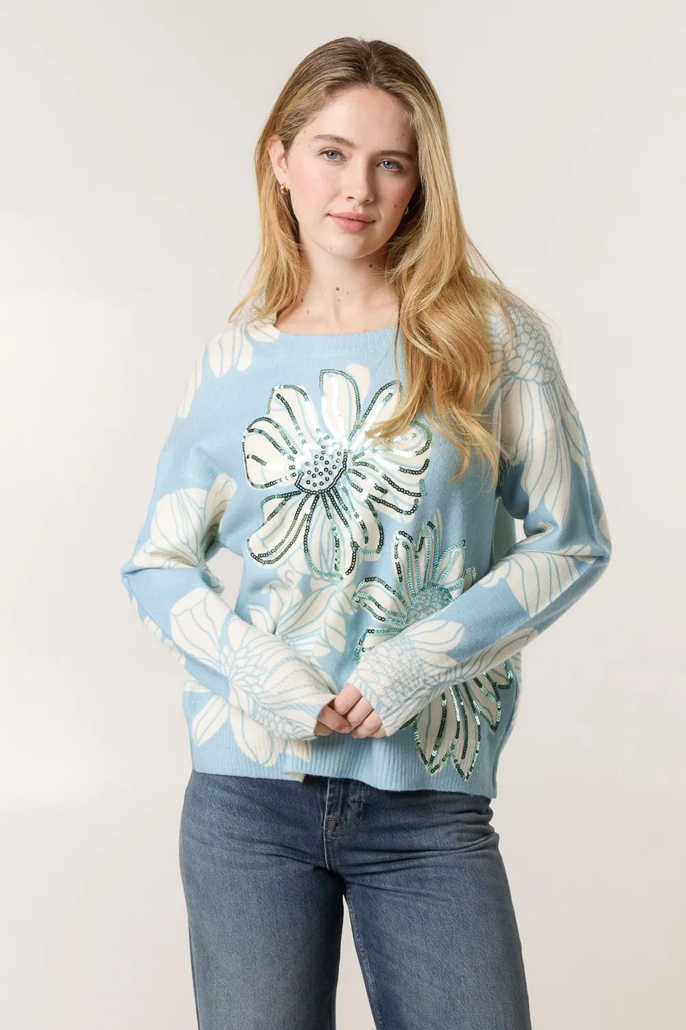 Large Flower Embellished Jumper