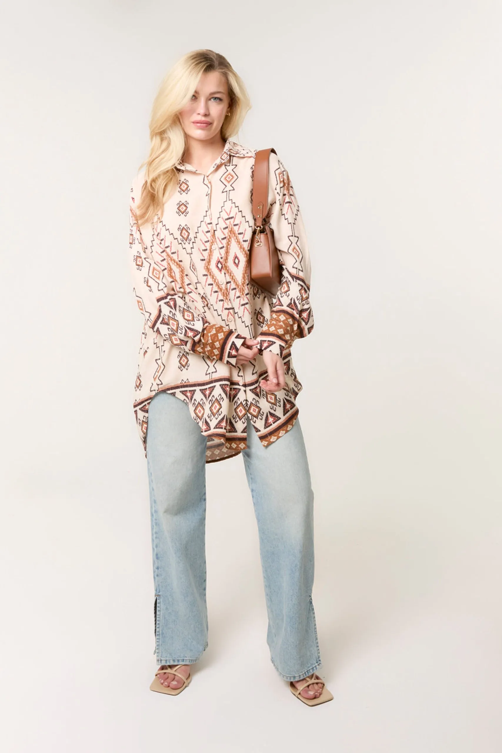 Stone Shirt With Geometric Print
