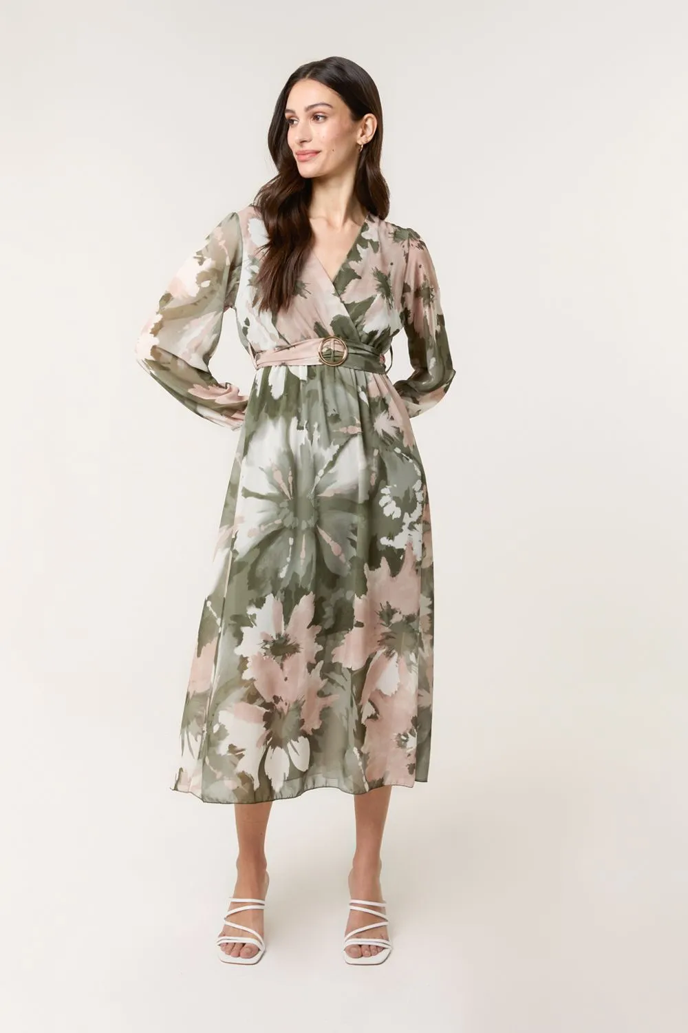 Wrap Front Dress With Ring Detail