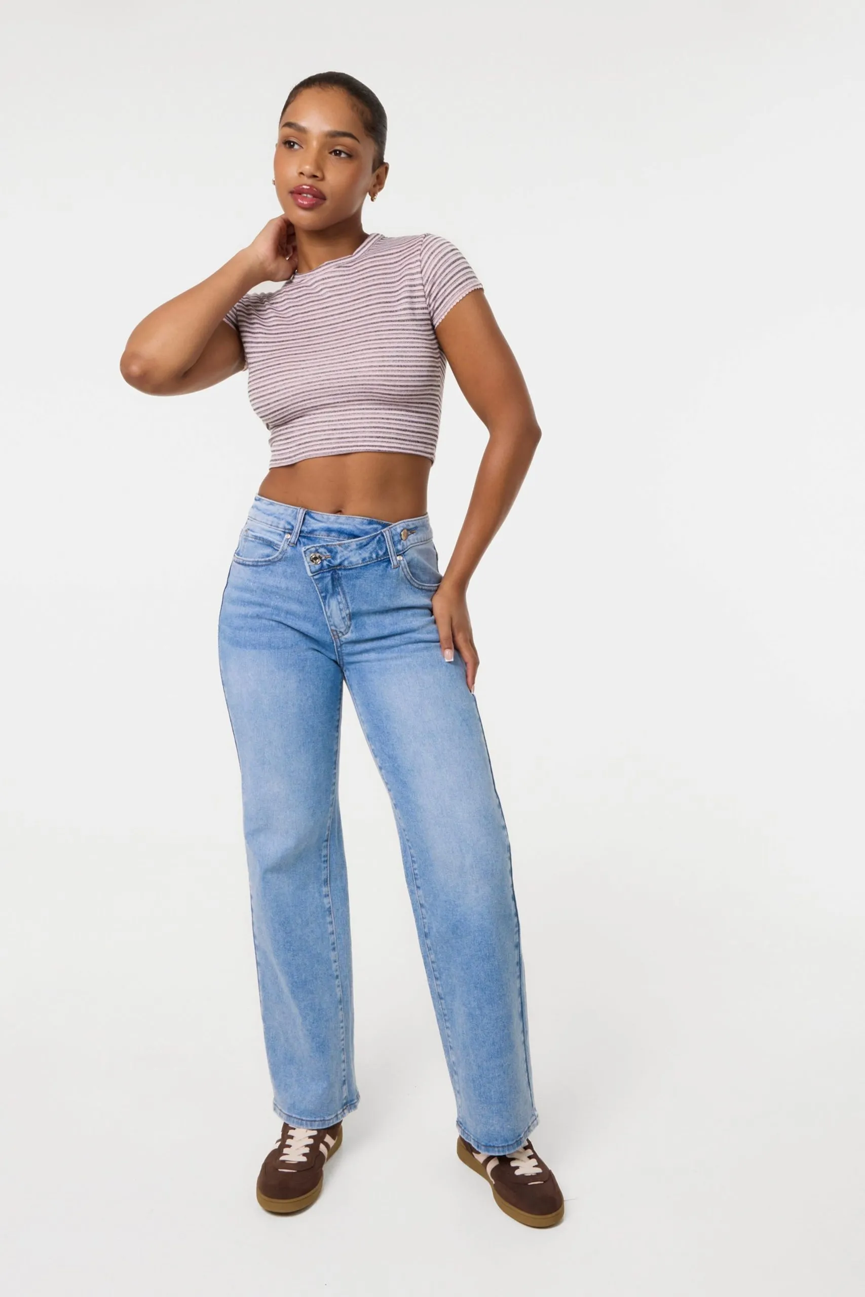 Light Blue Wrap Front Jeans