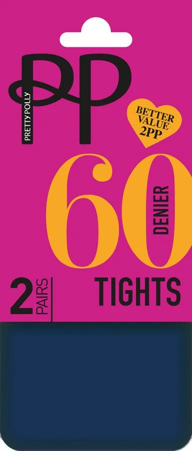Everyday Opaques 60 Denier Tights 2 Pair Pack - Navy