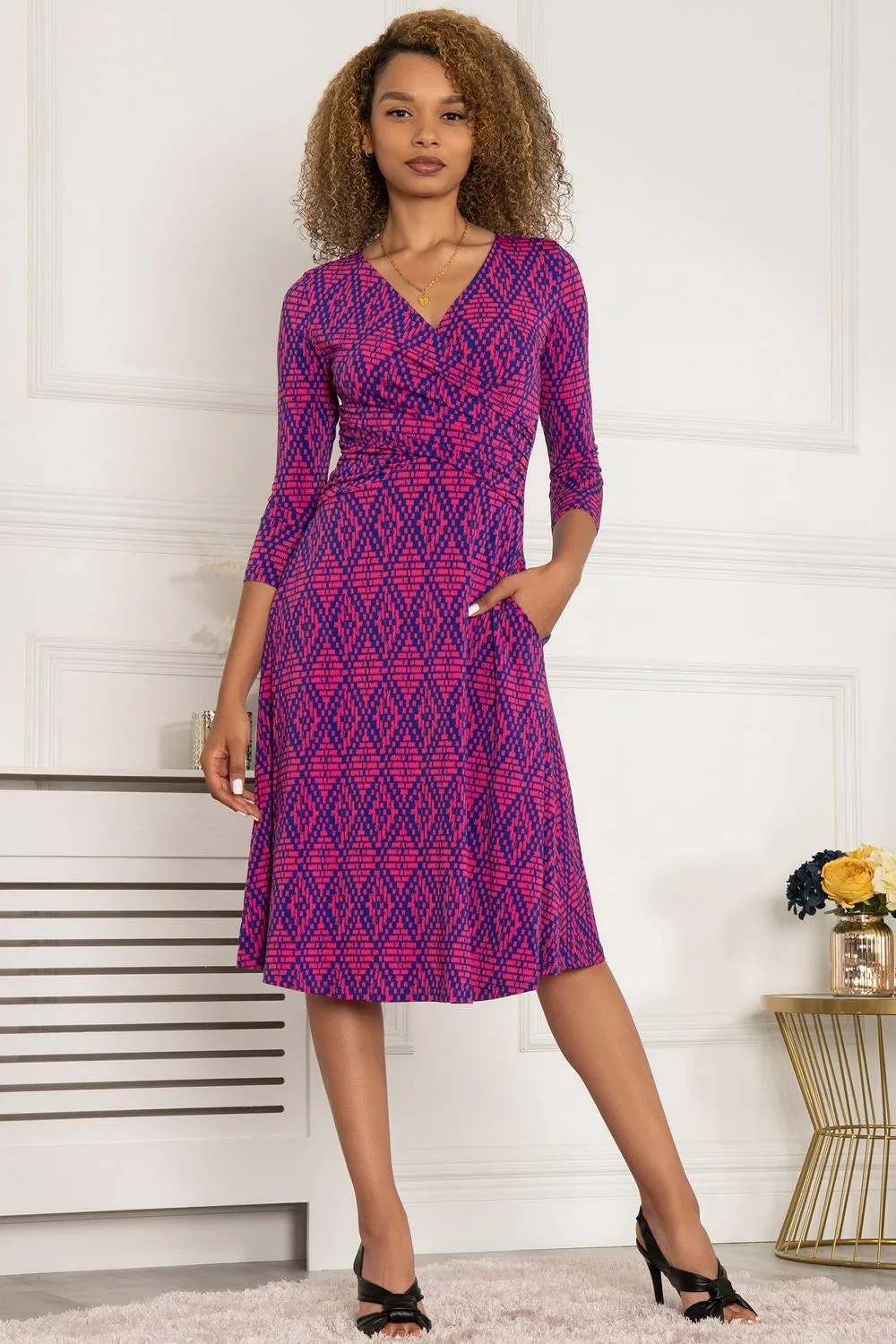 Petra 3/4 Sleeve Ruched Dress
