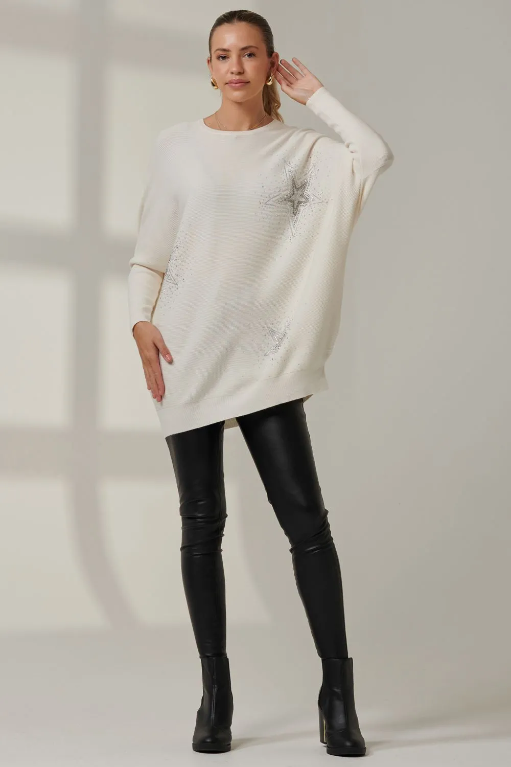 Rhinestone Sparkle Star Knit Jumper