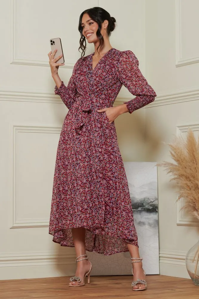 Chiffon Print Tie Waist Maxi Dress