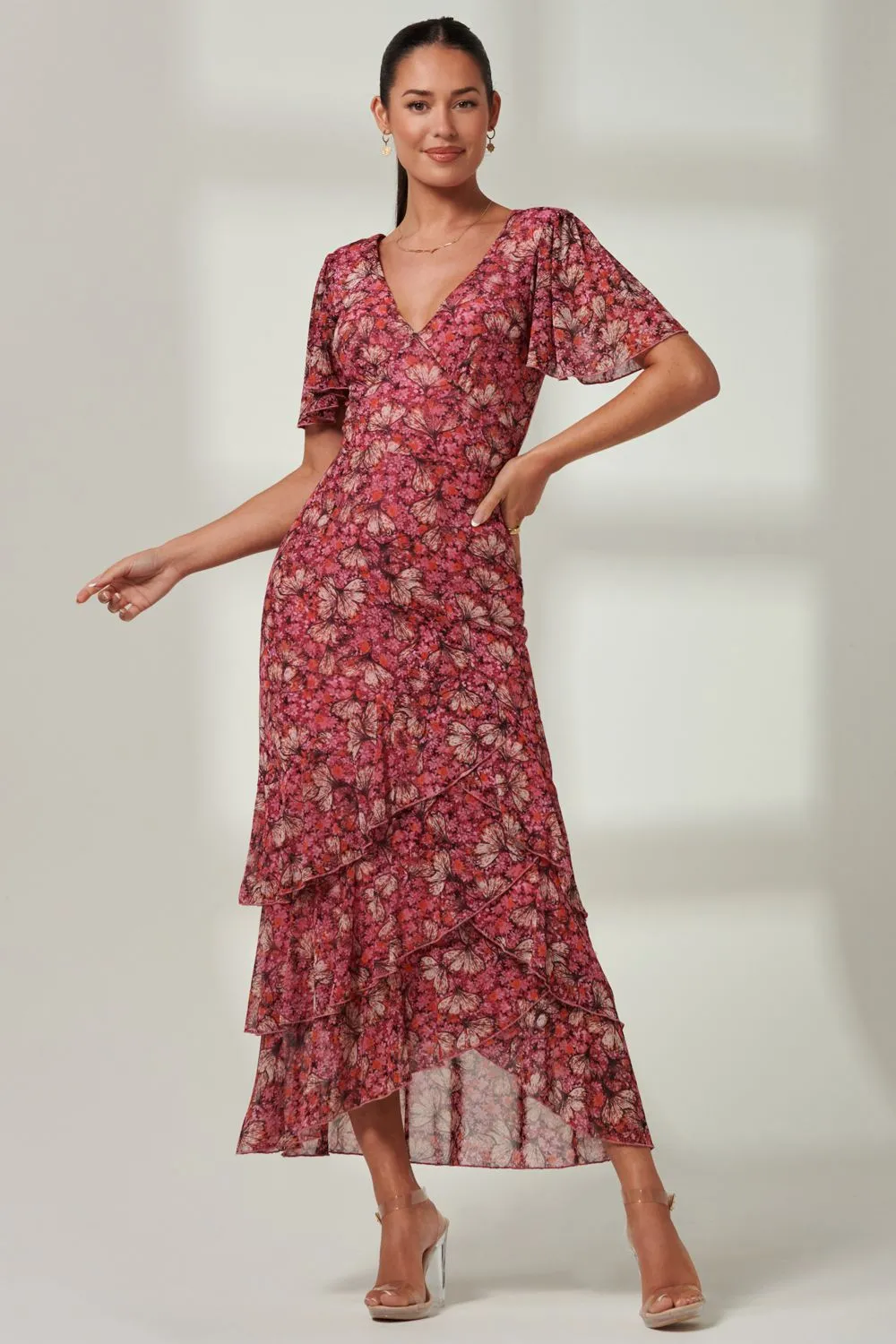 Daleysa Frill Hem Mesh Maxi Dress