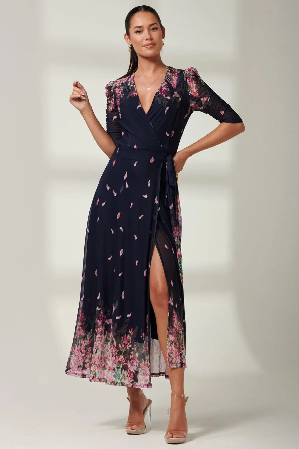 Elkana Mirrored Floral Mesh Maxi Dress