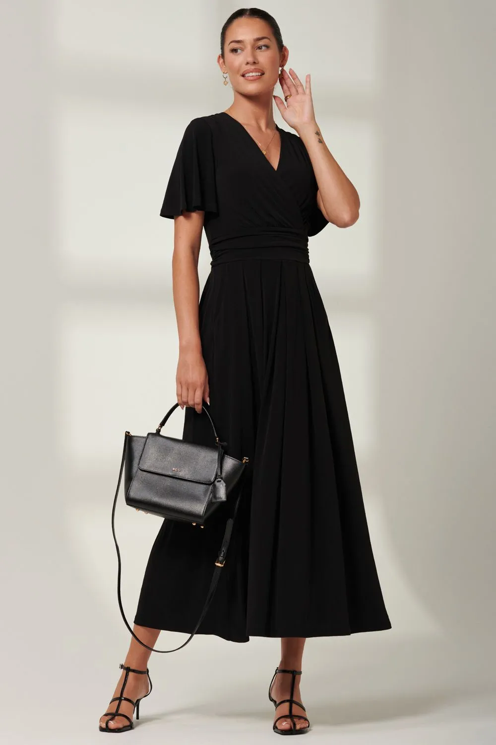 Eldoris Angel Sleeve Jersey Maxi Dress