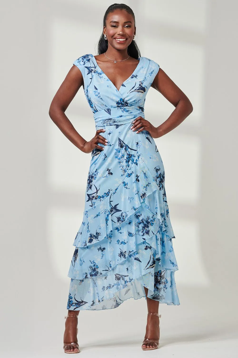 Yuri Mesh Frill Hem Maxi Dress