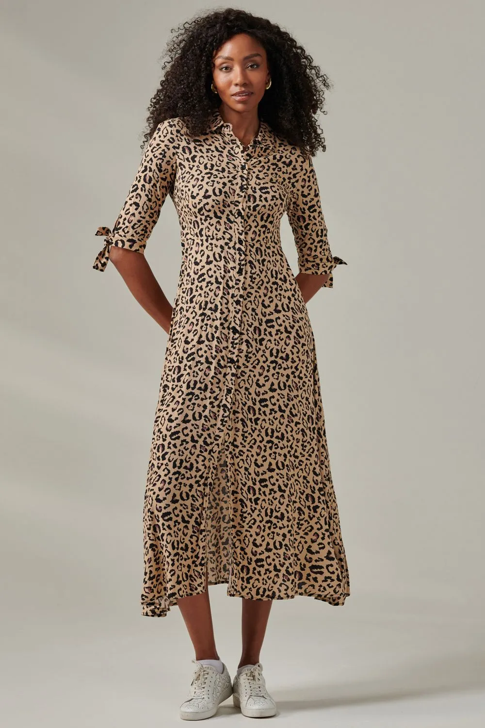 Nora Print Viscose Maxi Shirt Dress