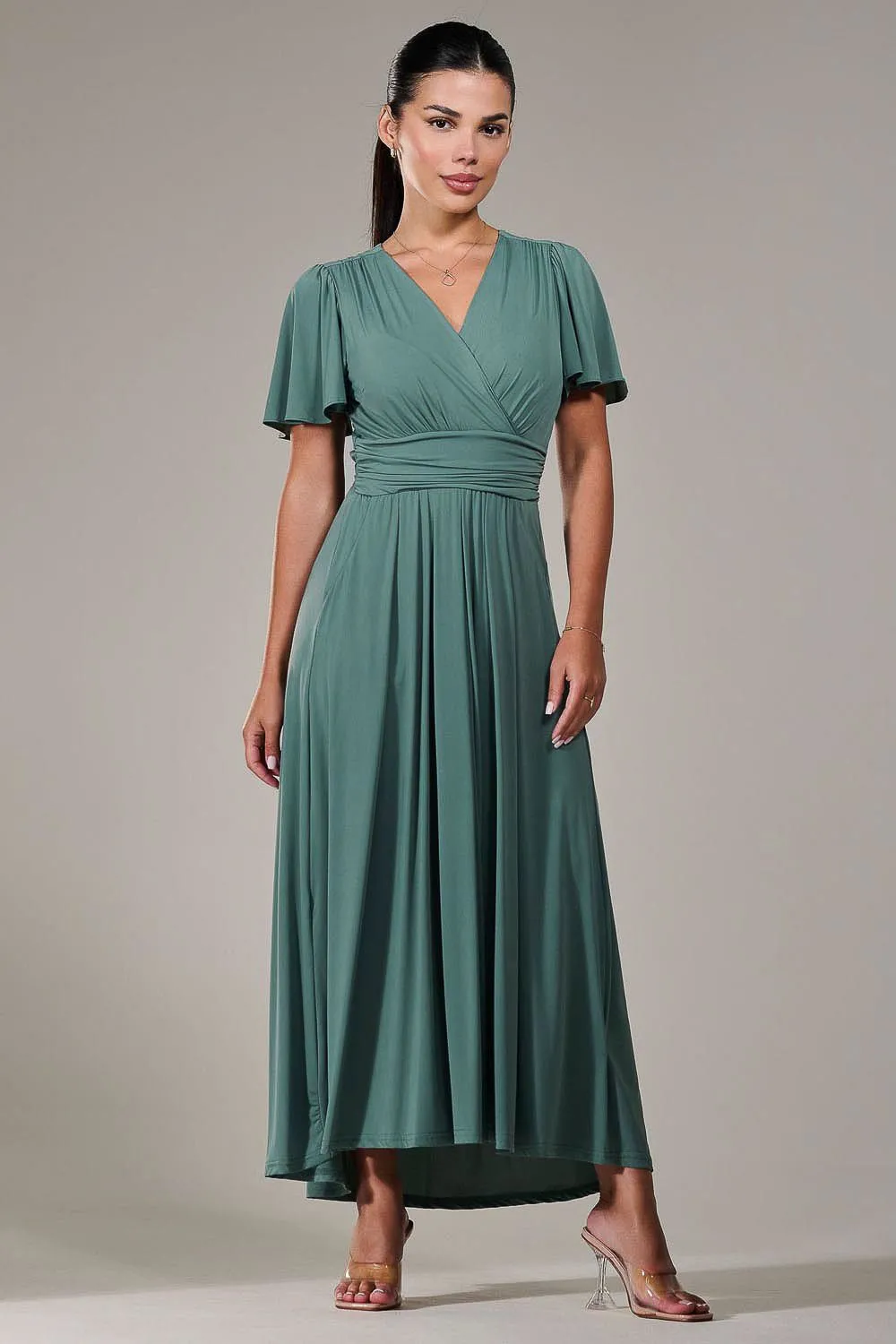 Short Sleeve Soft Silky Jersey Maxi Dress