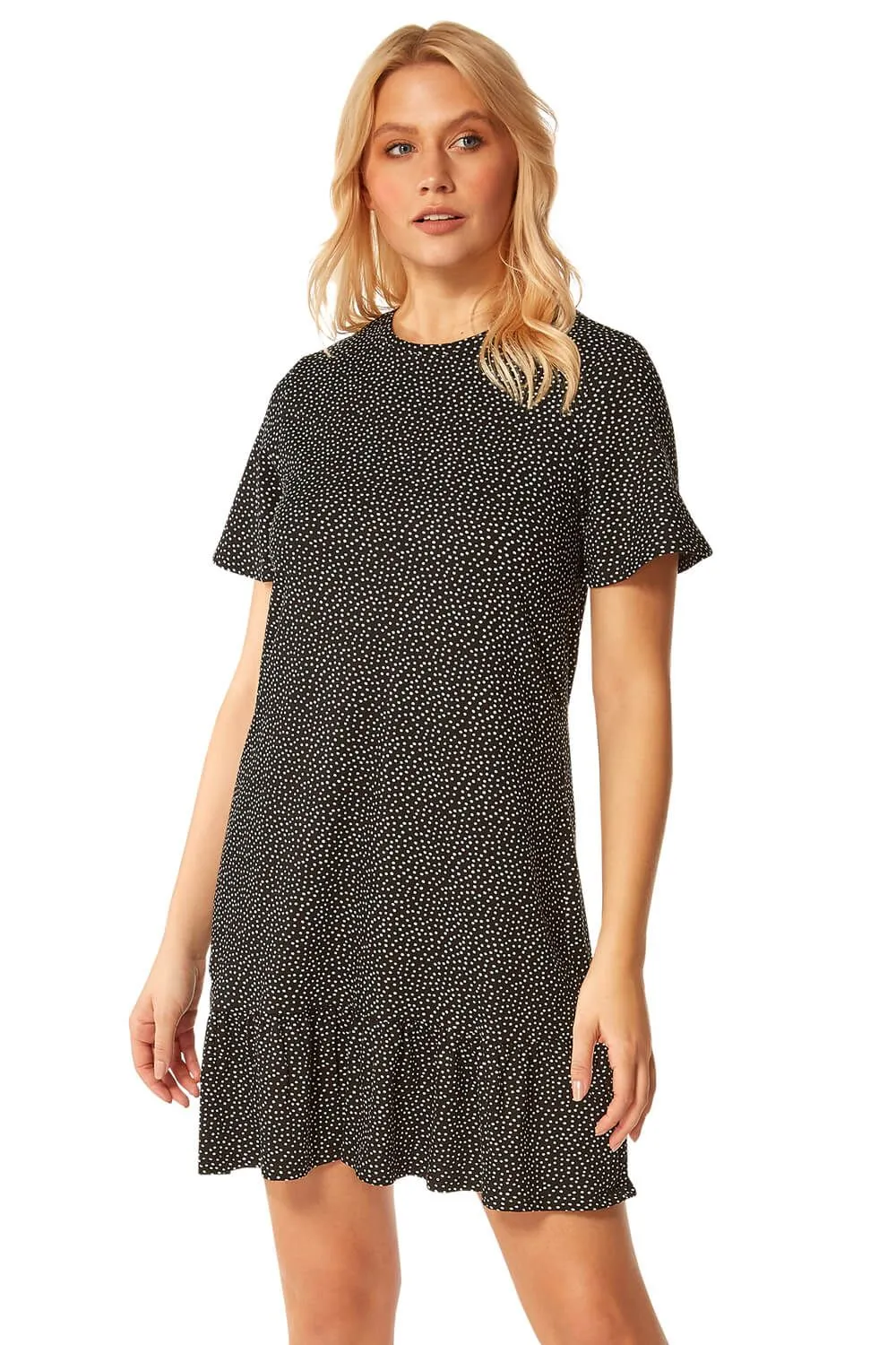 Spot Print Frill Hem Dress