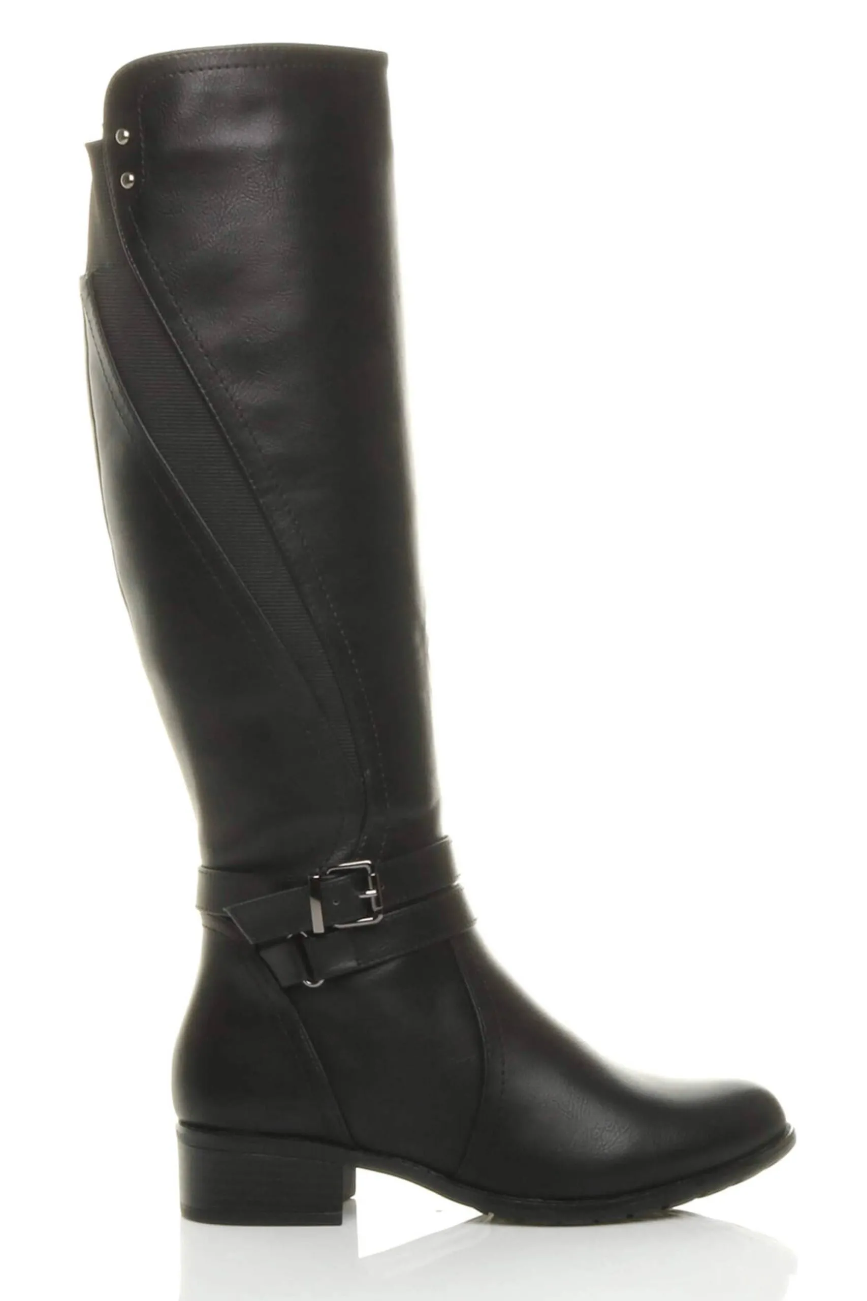 Low  Heel Zip Military Biker Style Knee  Biker Boots