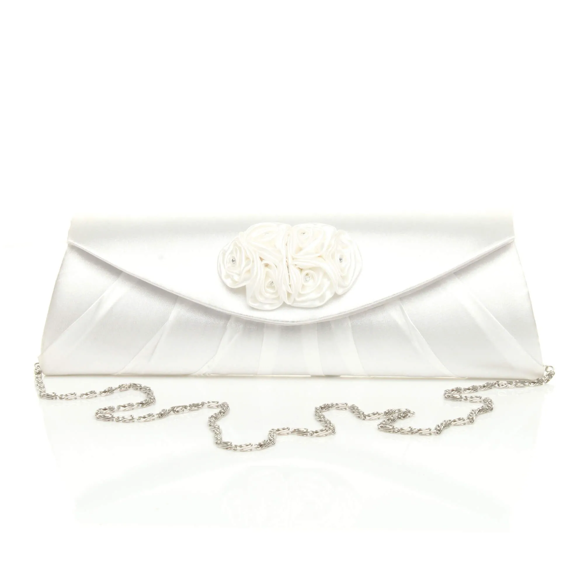 Ruched Envelope Clutch Bag Detachable Chain Strap